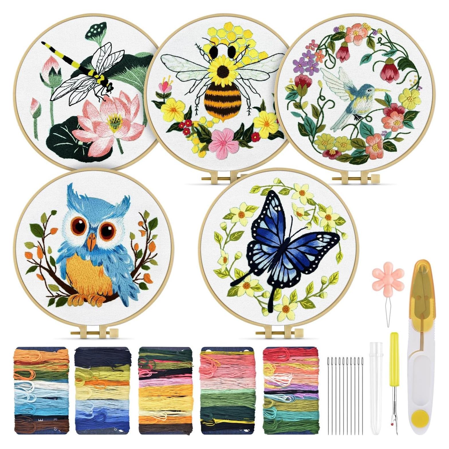 Kit de Bordado TINDTOP para Principiantes Adultos - 5 Piezas