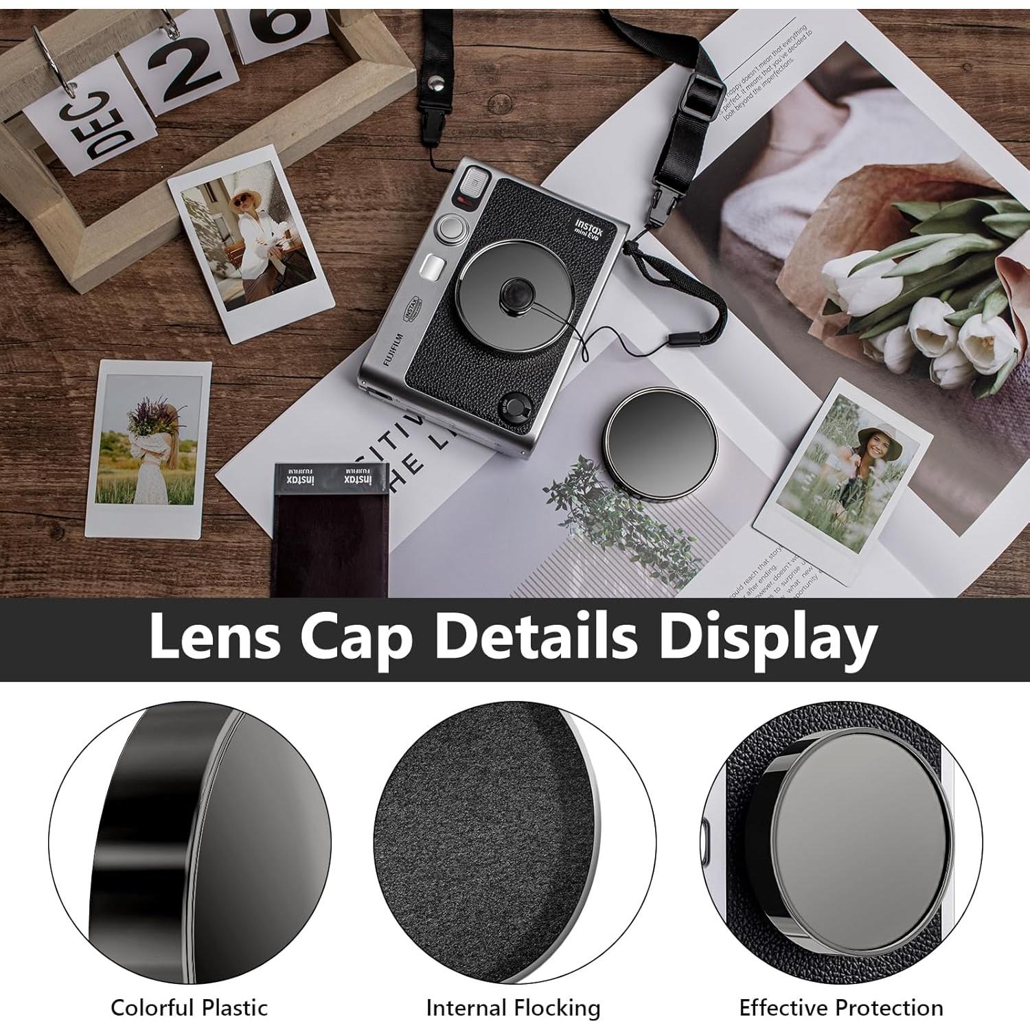 Tapa de Lente MUZIRI KINOKOO para Cámara Fuji Instax Mini EVO - Negro