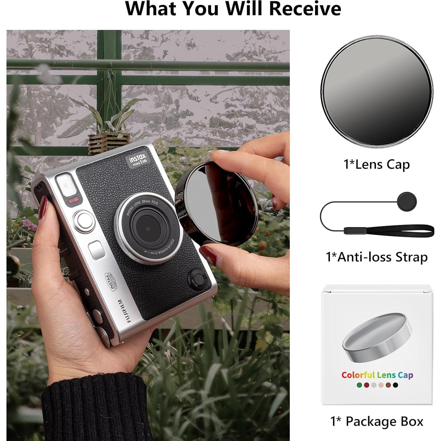 Tapa de Lente MUZIRI KINOKOO para Cámara Fuji Instax Mini EVO - Negro