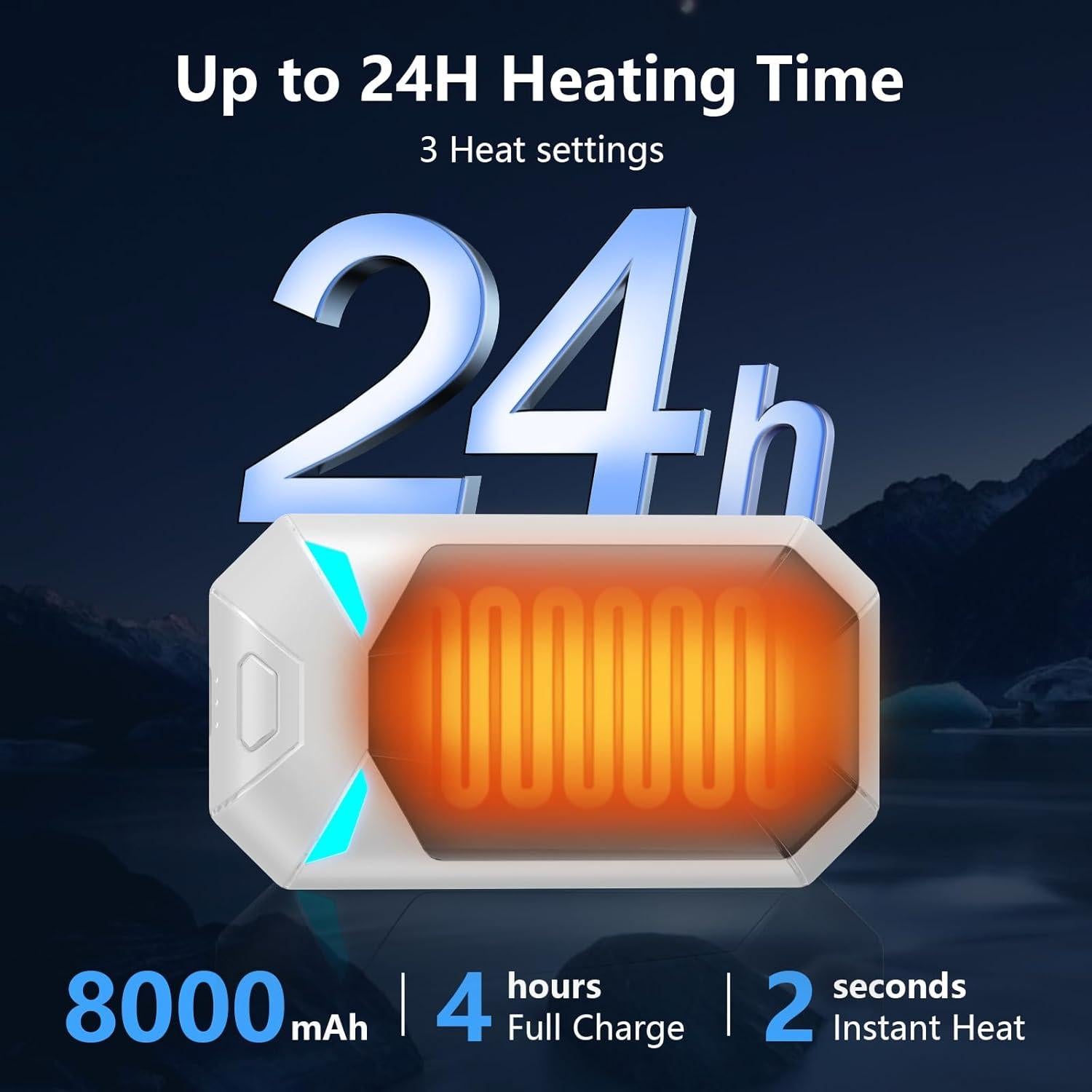 Calentadores de Manos Recargables UJROQI 8000mAh 20h Calor