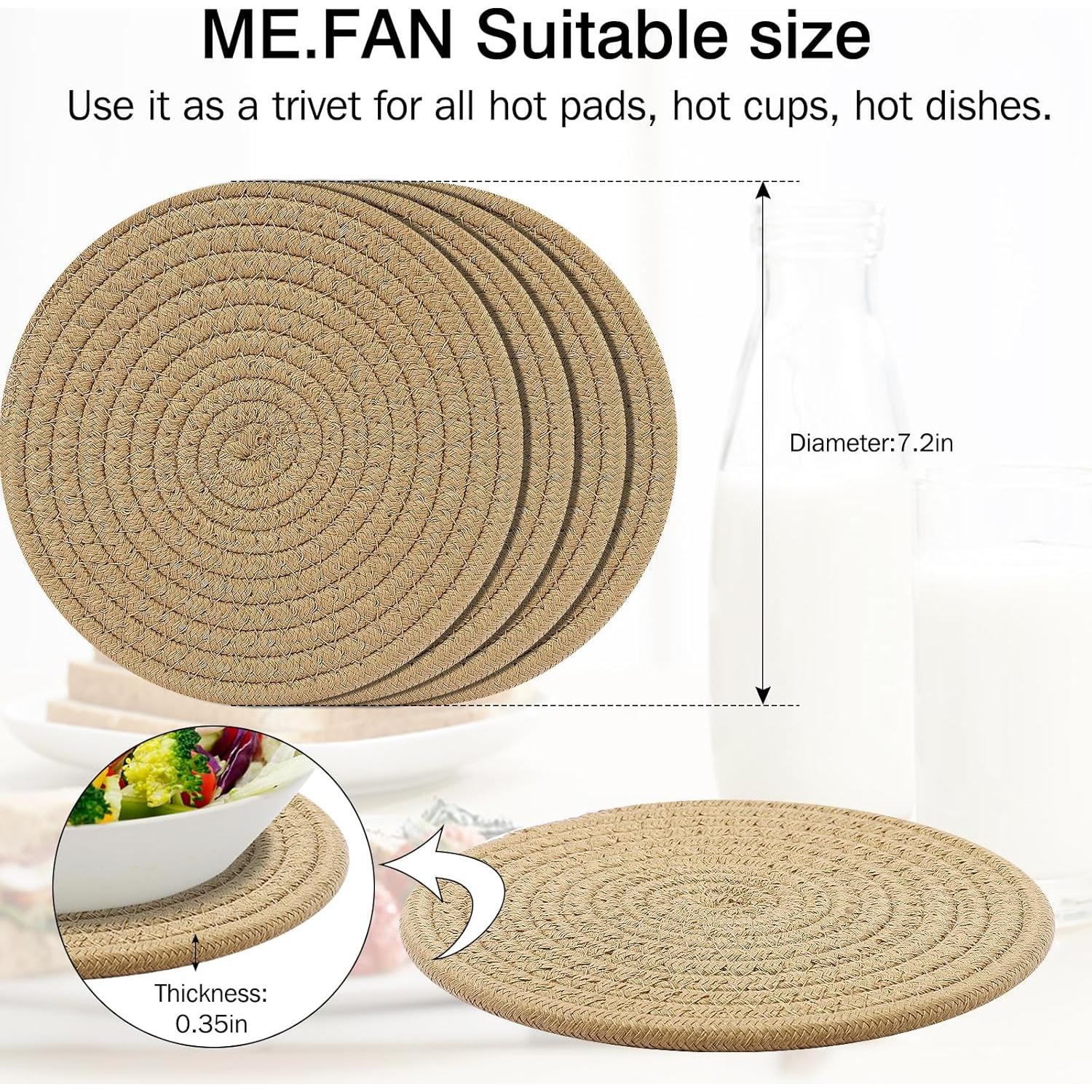 Trivetes de Algodón ME.FAN 4 Set Redondos 18.29 cm Marrón