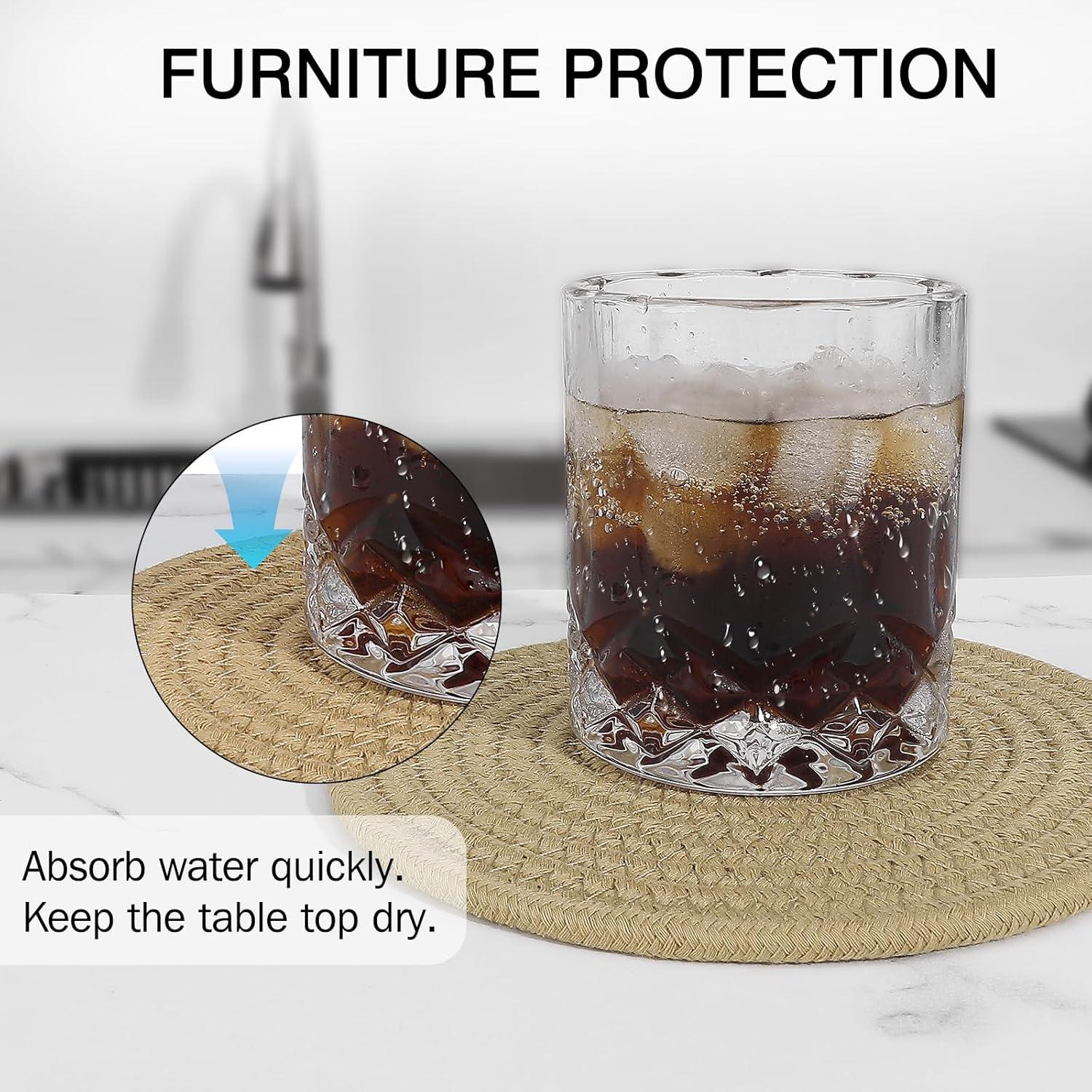 Trivetes de Algodón ME.FAN 4 Set Redondos 18.29 cm Marrón