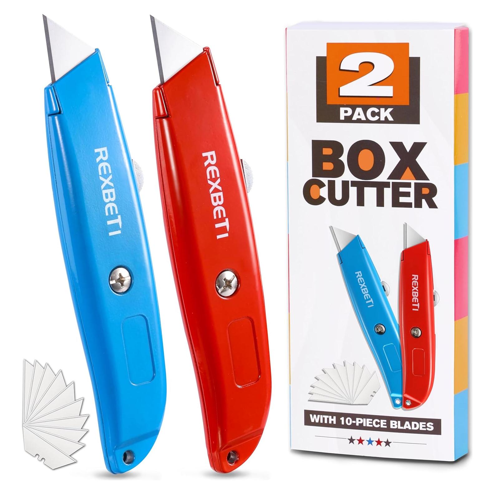 Cuchillos Utility Retráctiles REXBETI 2 Paquete con 10 Cuchillas SK5