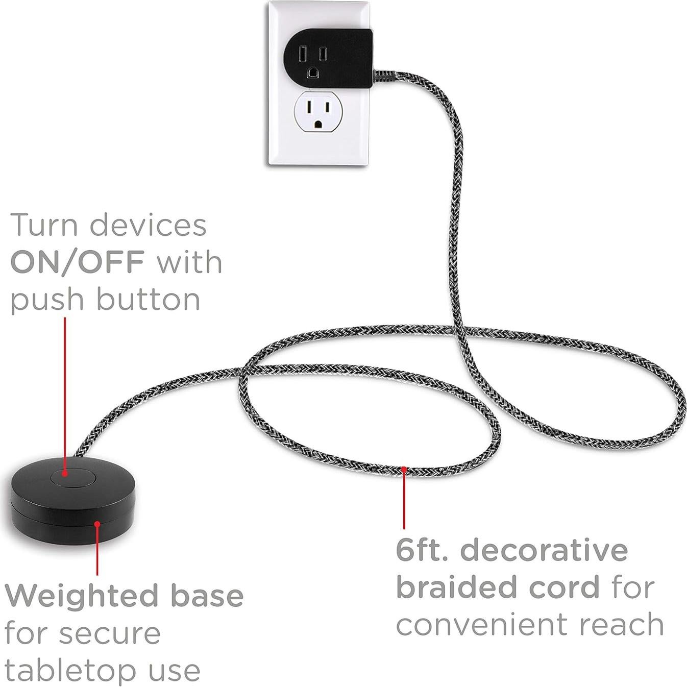 Cable de Extensión con Interruptor Cordinate 1.83m Negro