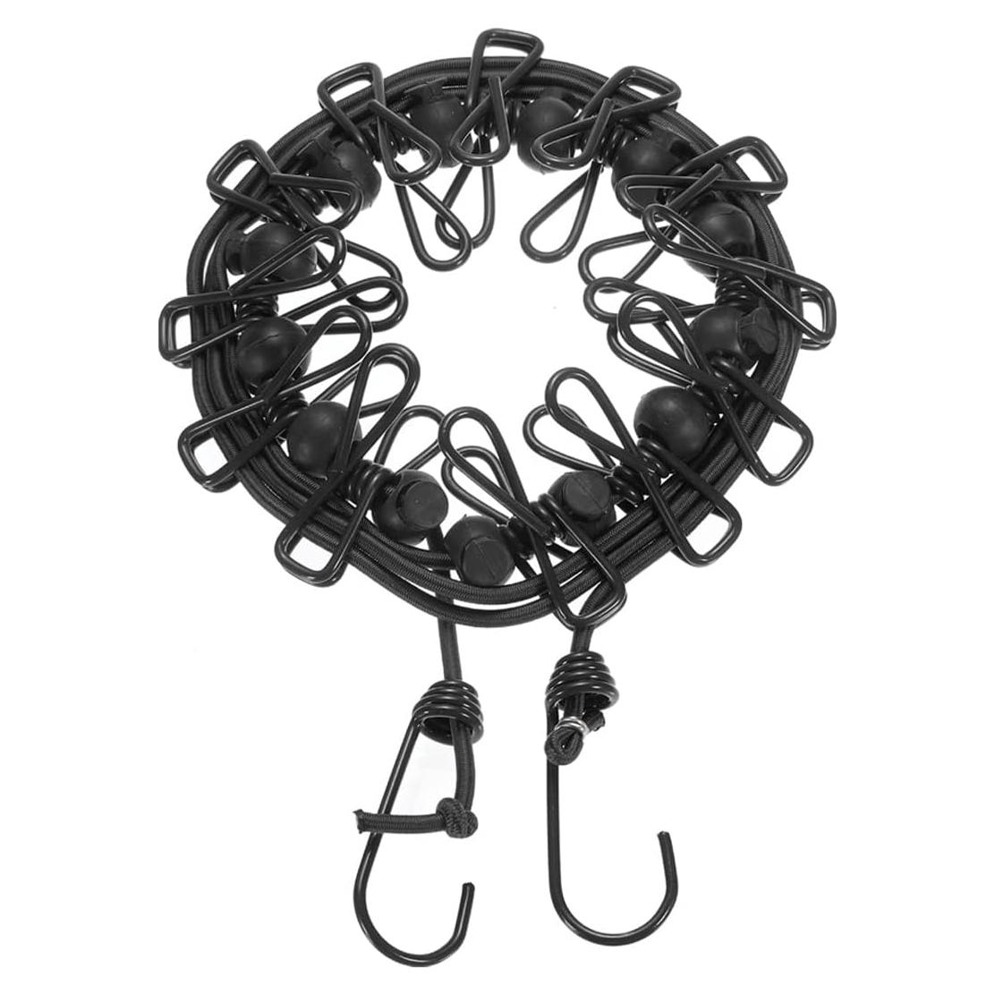 Cuerda de Ropa Elástica uxcell 1.85m con 12 Pinzas Negra