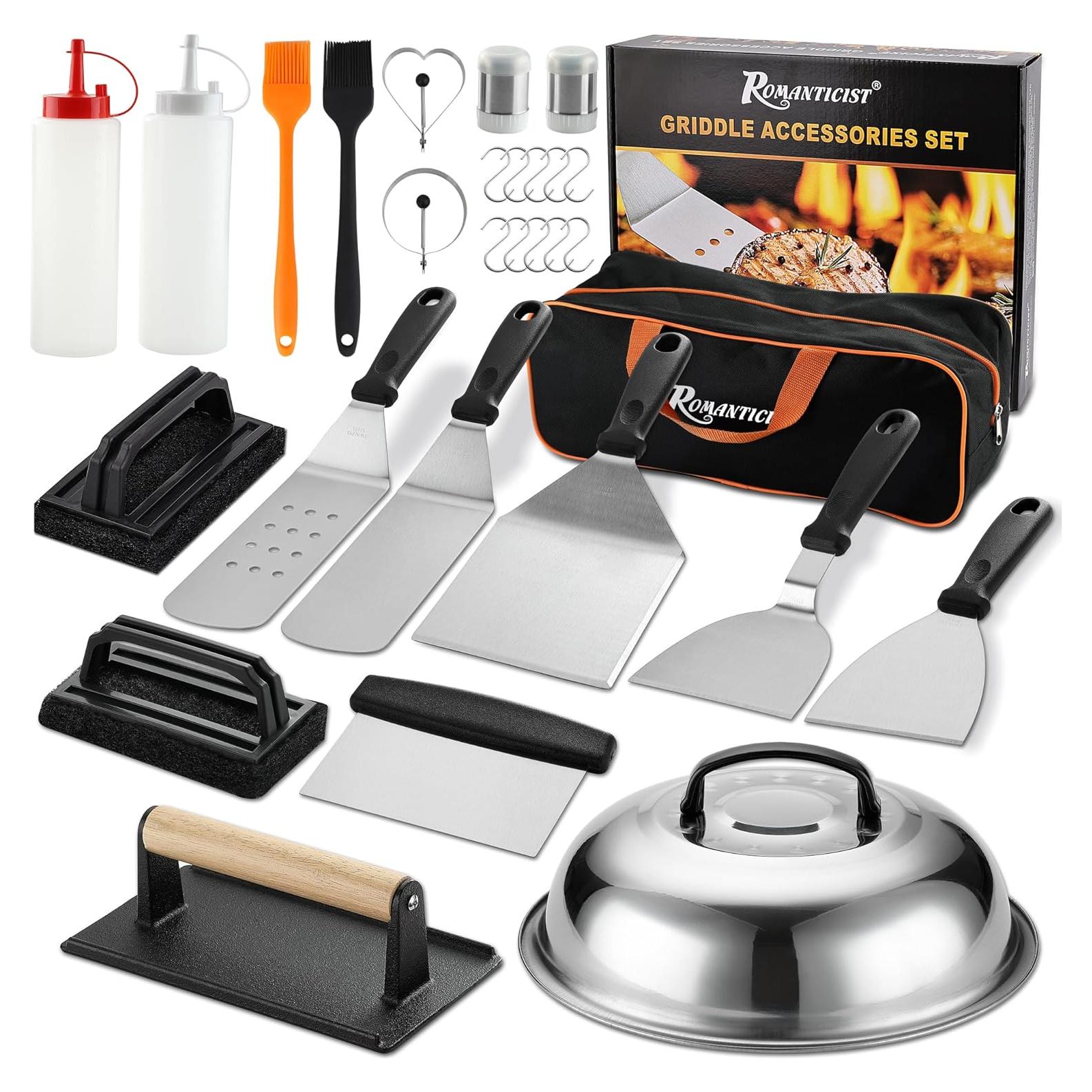 Juego de Accesorios para Plancha 19 Piezas ROMANTICIST - Incluye Espátulas y Raspador