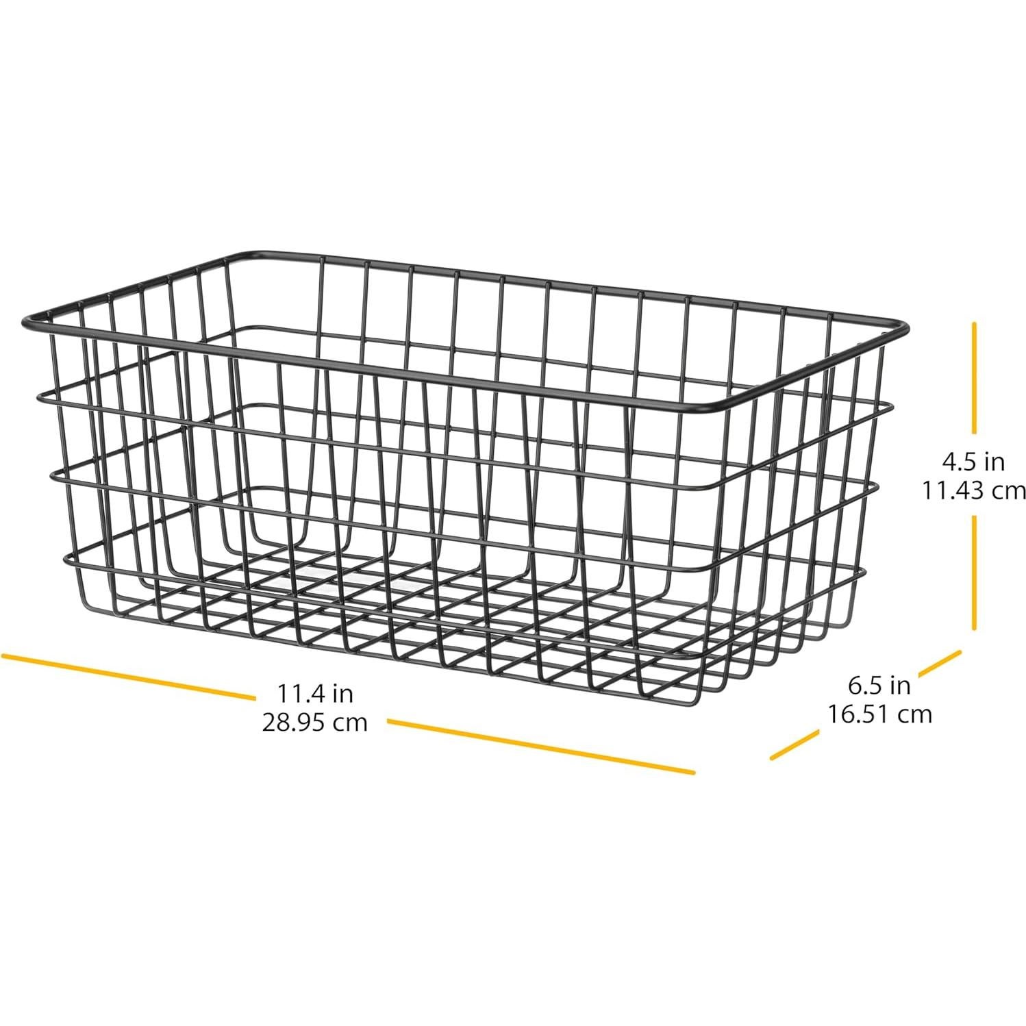 Cestas de Almacenamiento de Alambre Negro Whitmor 4 Pack 29x16.5 cm