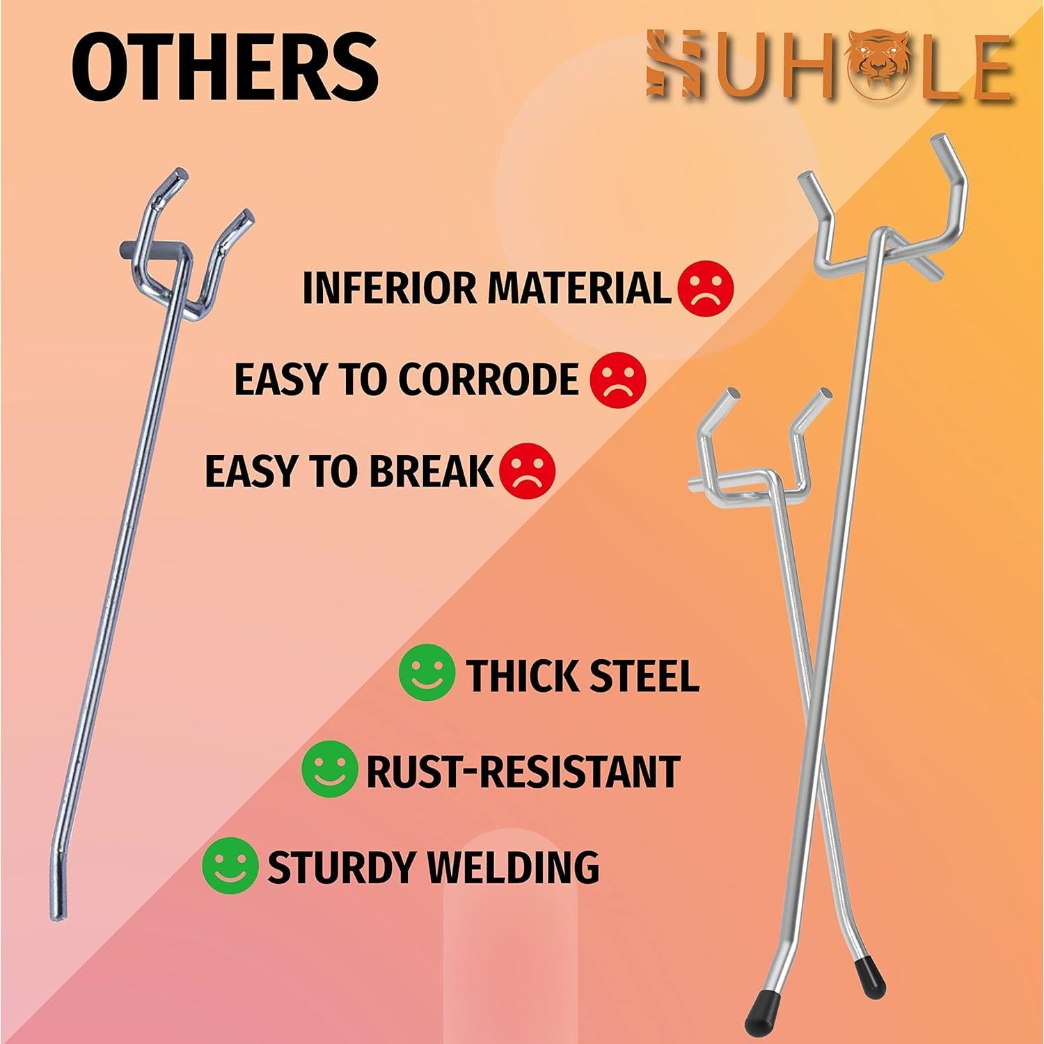 Ganchos para Tablero de Clavos HUHOLE 2" 100PC Acero Galvanizado