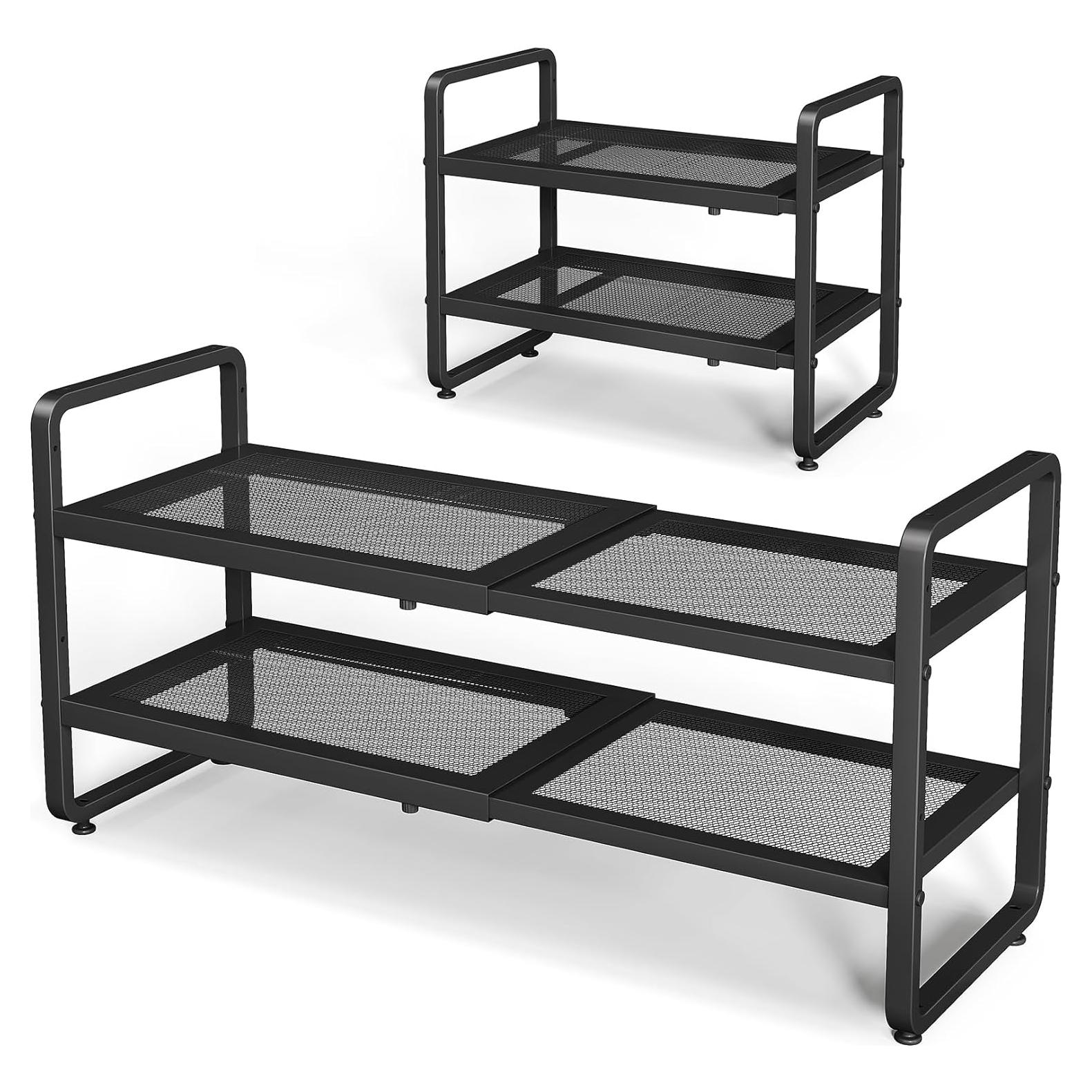 Estante para Zapatos SNTD Negro Ajustable 2 Niveles Expandible