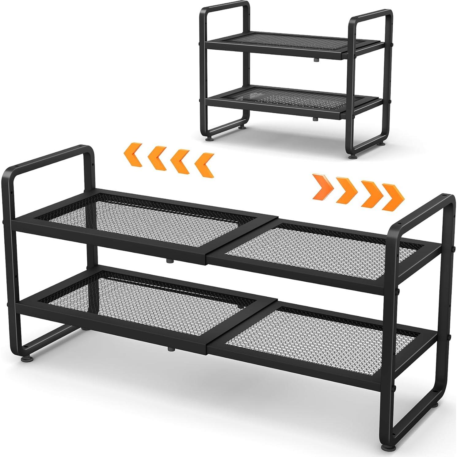 Estante para Zapatos SNTD Negro Ajustable 2 Niveles Expandible