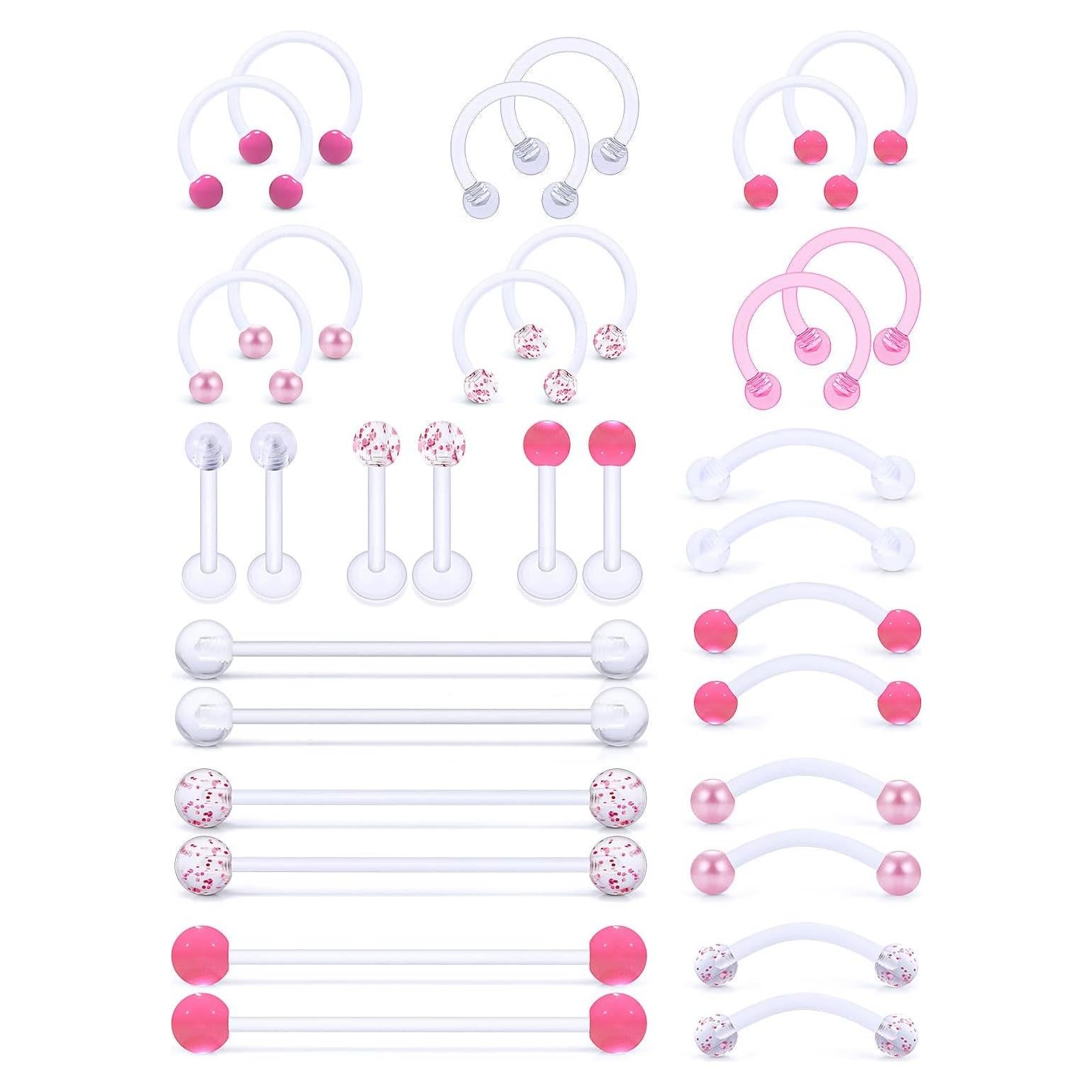 Anillos de Septum y Labios Jenxnjsjo Bioflex Rosa 16g