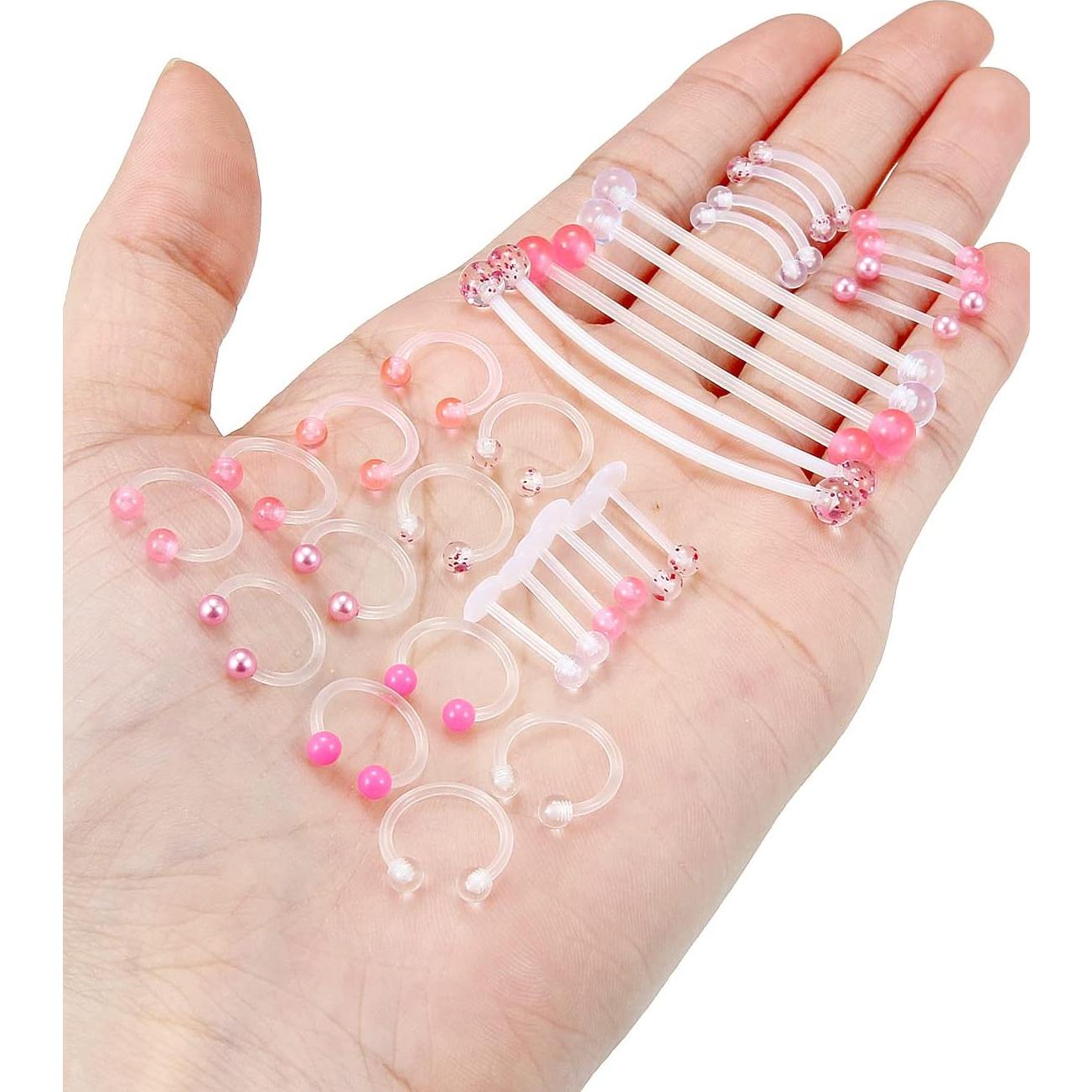 Anillos de Septum y Labios Jenxnjsjo Bioflex Rosa 16g