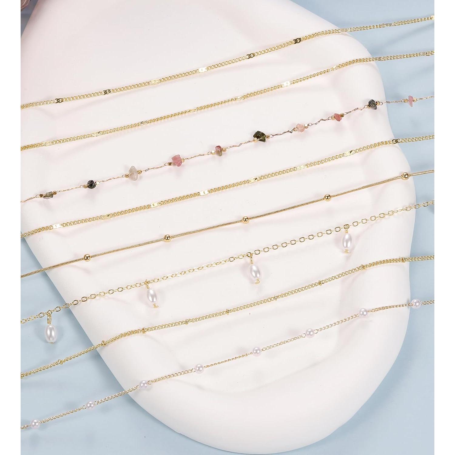 Pulseras de Tobillo Staligue Oro 14k 6 Piezas Ajustables