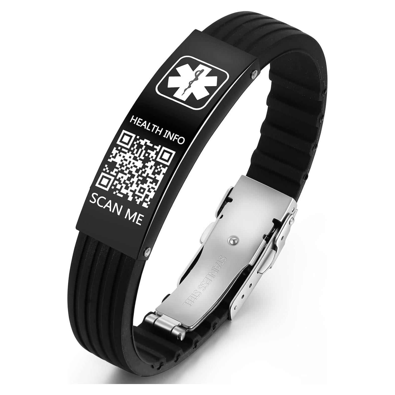 Pulsera Médica de Silicona TheLuckyTag con Código QR 24cm