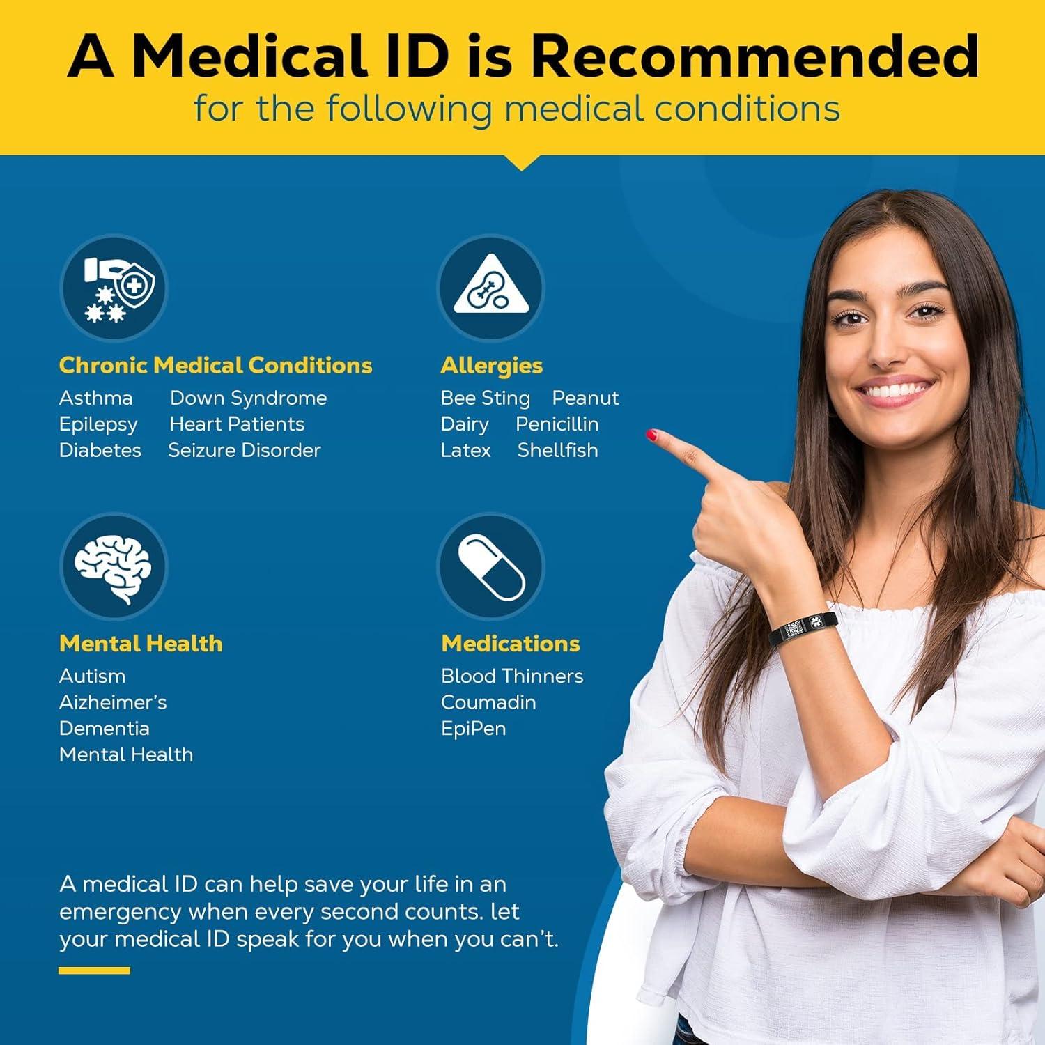 Pulsera Médica de Silicona TheLuckyTag con Código QR 24cm