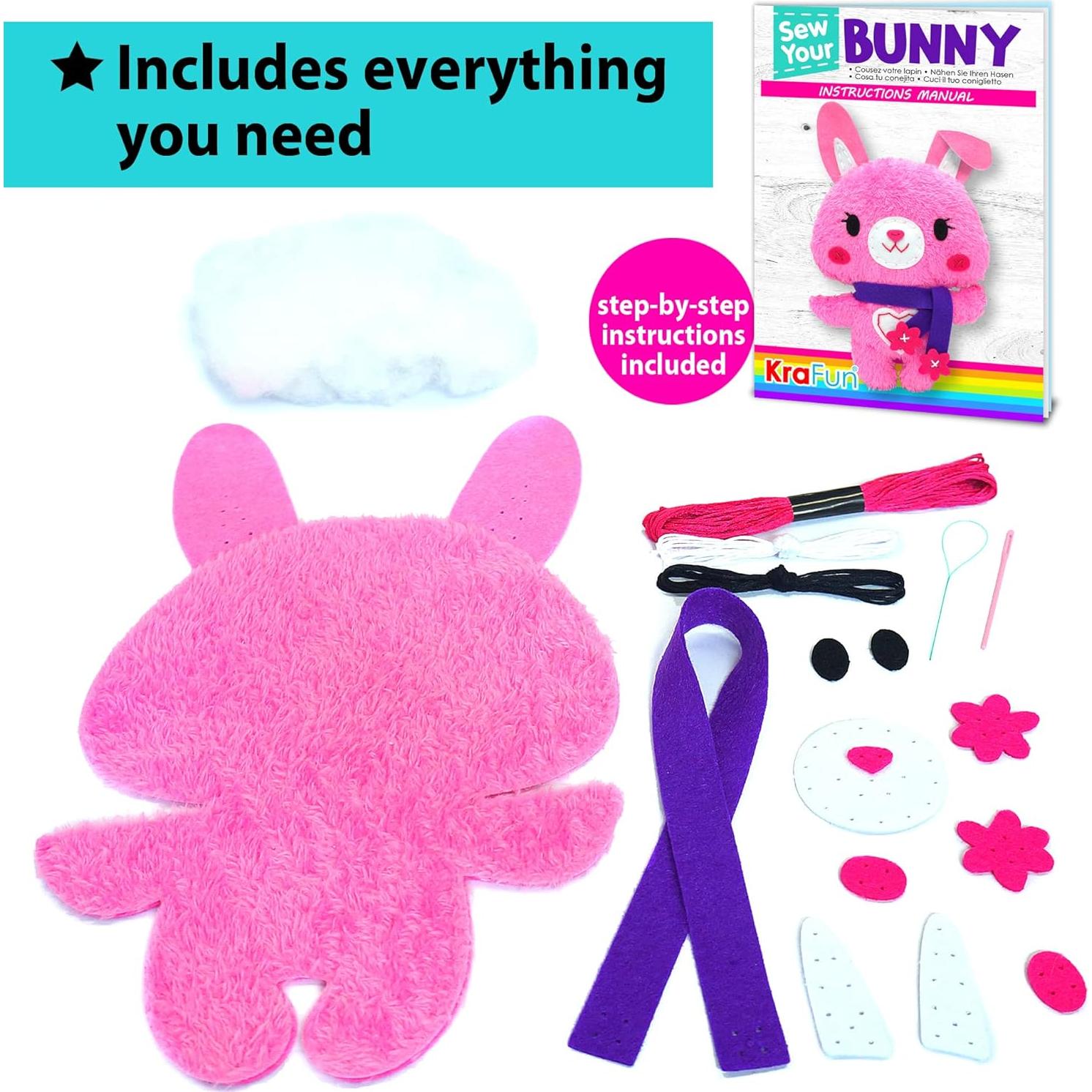 Kit de Costura KRAFUN para Niños - Muñeca Conejo 13x5x23cm