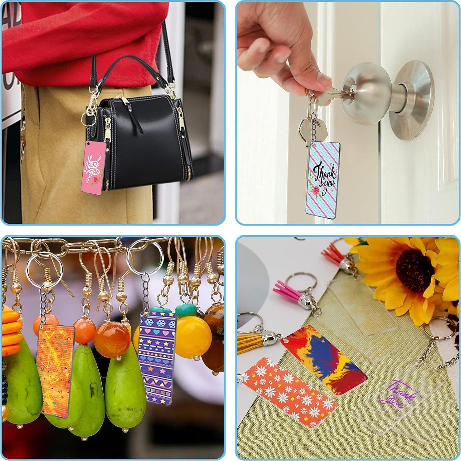 Conjunto de 120 Blanks de Llaveros Acrílicos Duufin 7x3cm