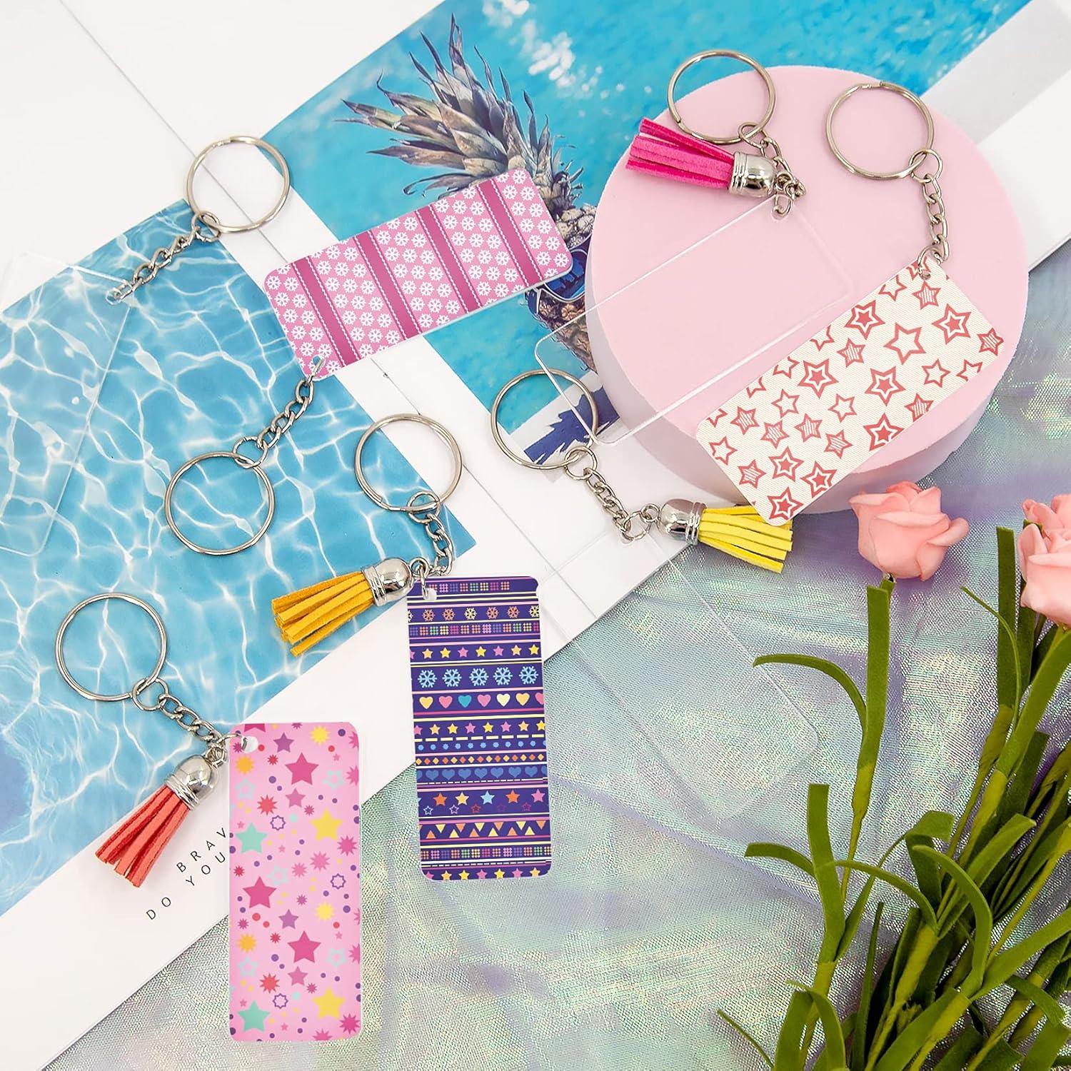 Conjunto de 120 Blanks de Llaveros Acrílicos Duufin 7x3cm