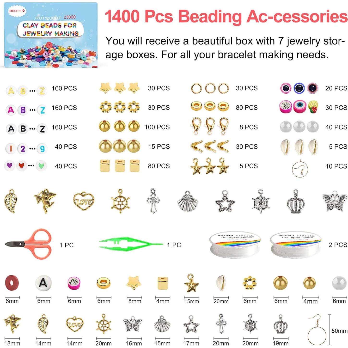 Kit de Fabricación de Pulseras Redtwo 23000 Piezas 144 Colores