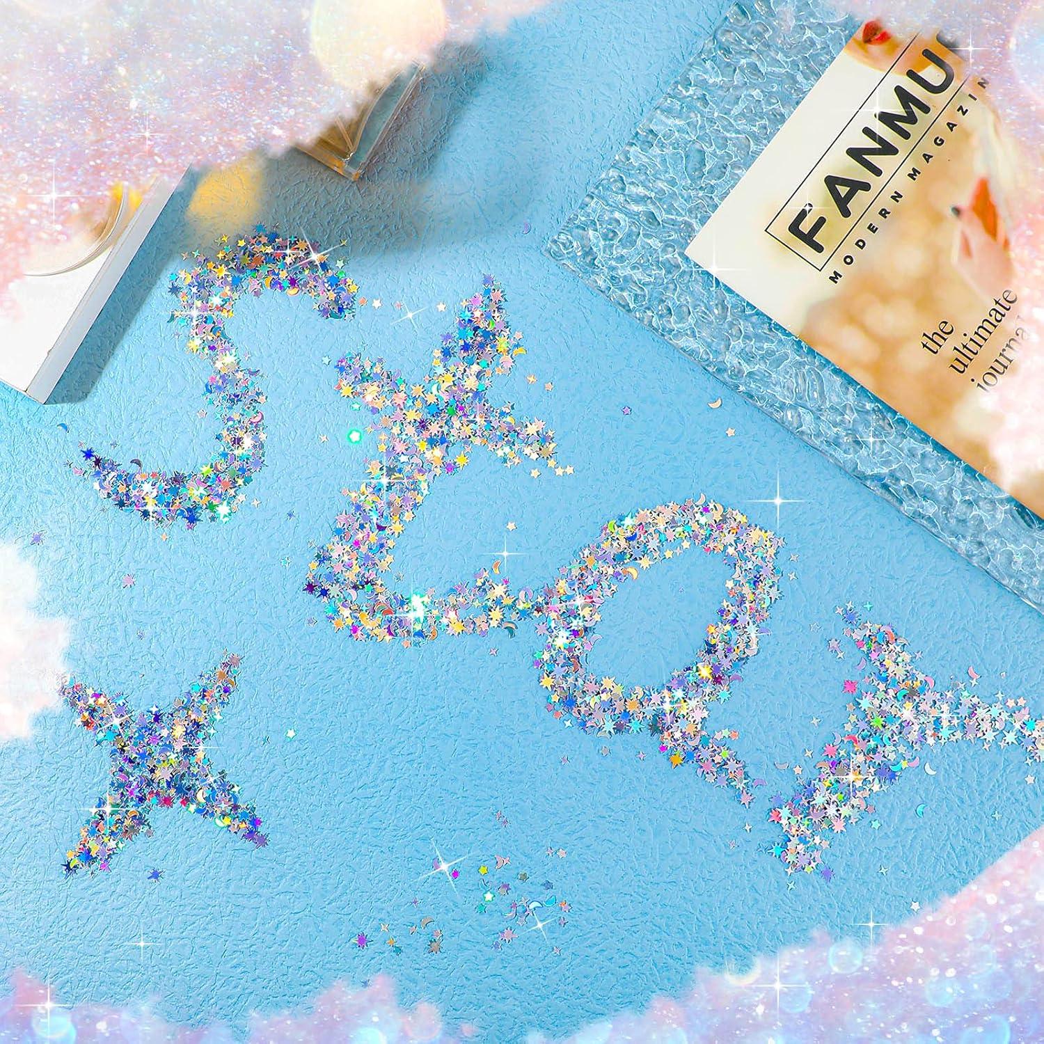 Confeti Holográfico de Estrellas y Lunas Skylety 60g Plata