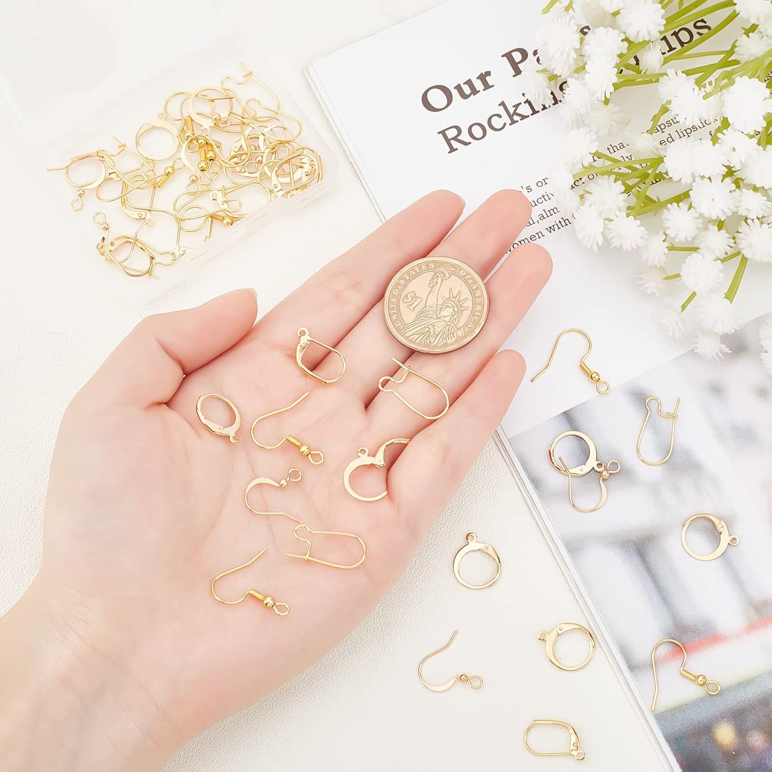 Beebeecraft Kit 50 Ganchos de Pendientes Oro 18K 5 Estilos