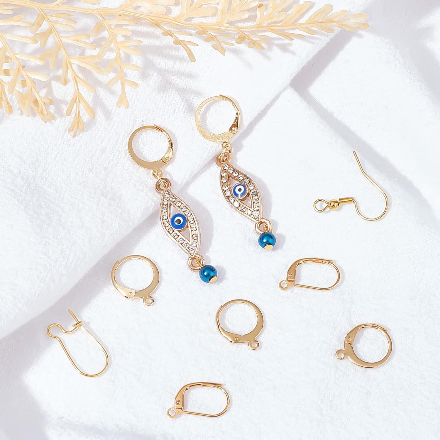 Beebeecraft Kit 50 Ganchos de Pendientes Oro 18K 5 Estilos