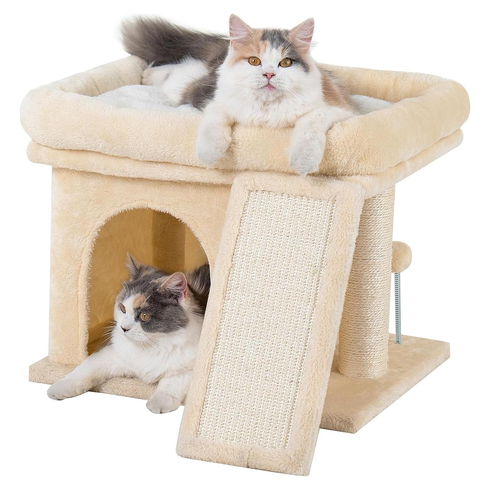 Torre de Árbol para Gatos Aechonow 35.56 cm Beige con Plataforma