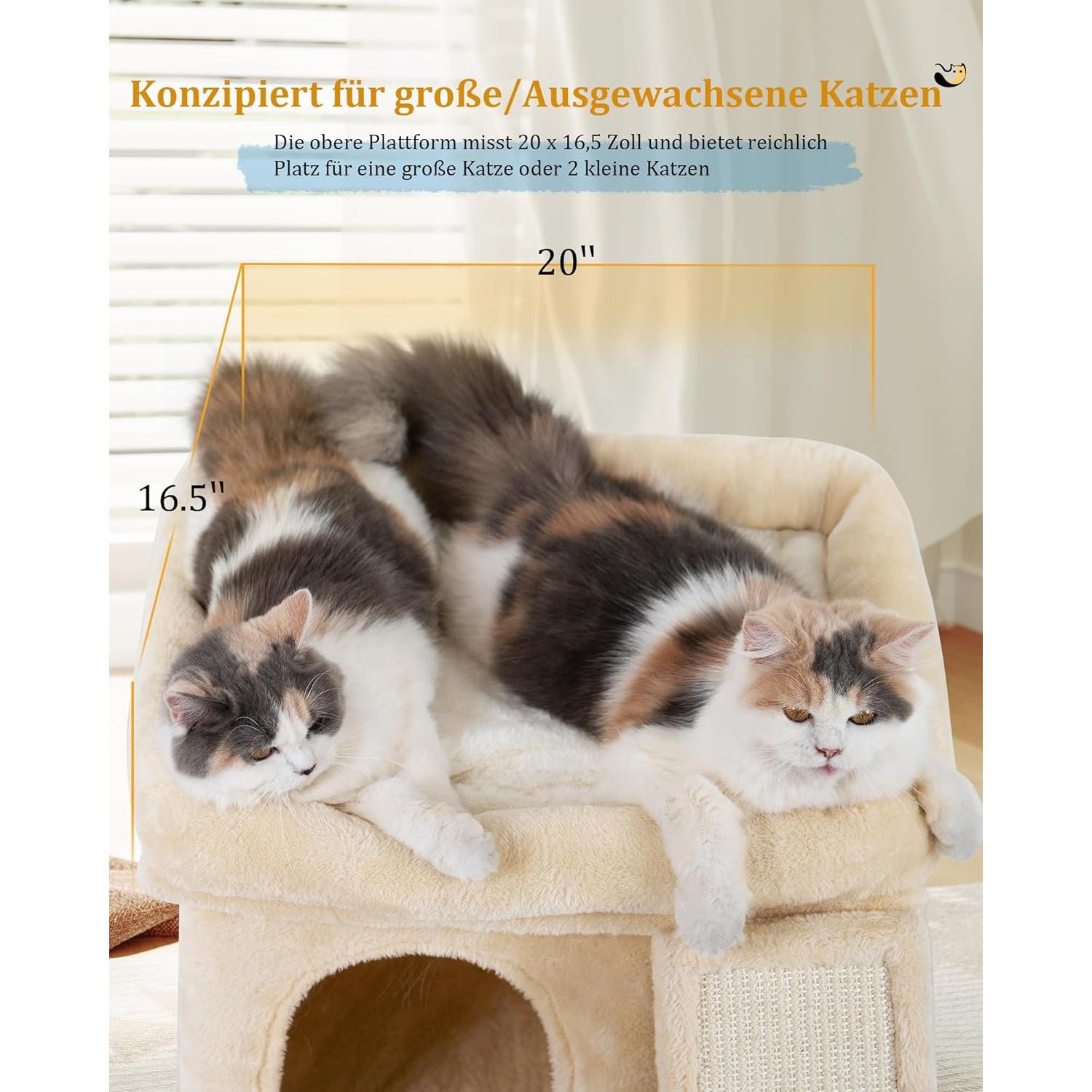 Torre de Árbol para Gatos Aechonow 35.56 cm Beige con Plataforma