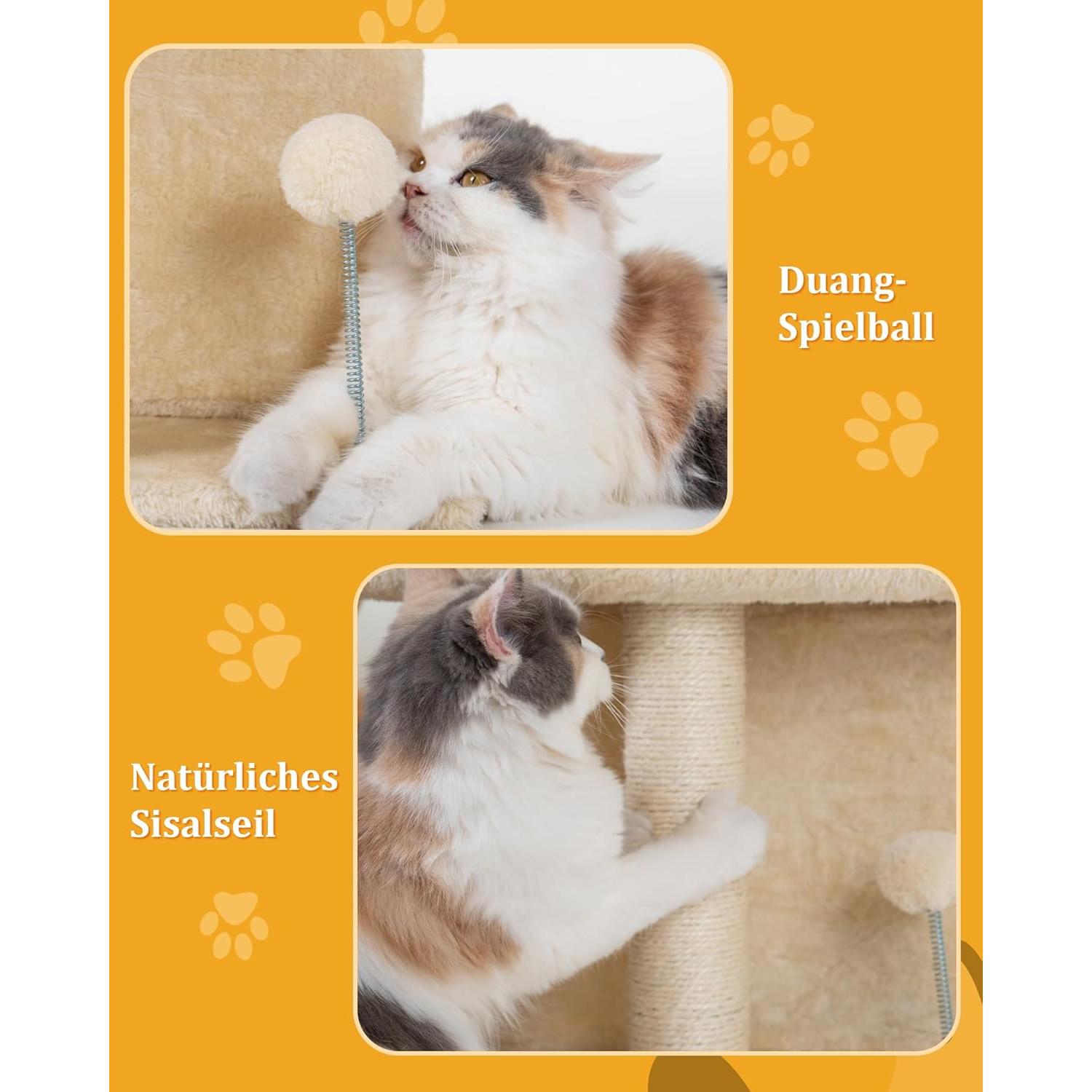 Torre de Árbol para Gatos Aechonow 35.56 cm Beige con Plataforma