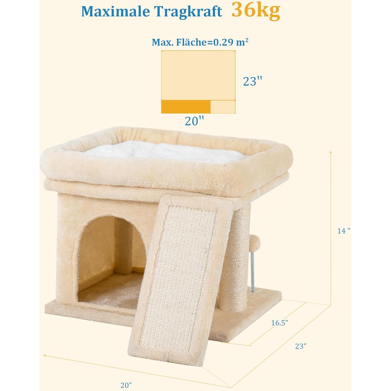 Torre de Árbol para Gatos Aechonow 35.56 cm Beige con Plataforma