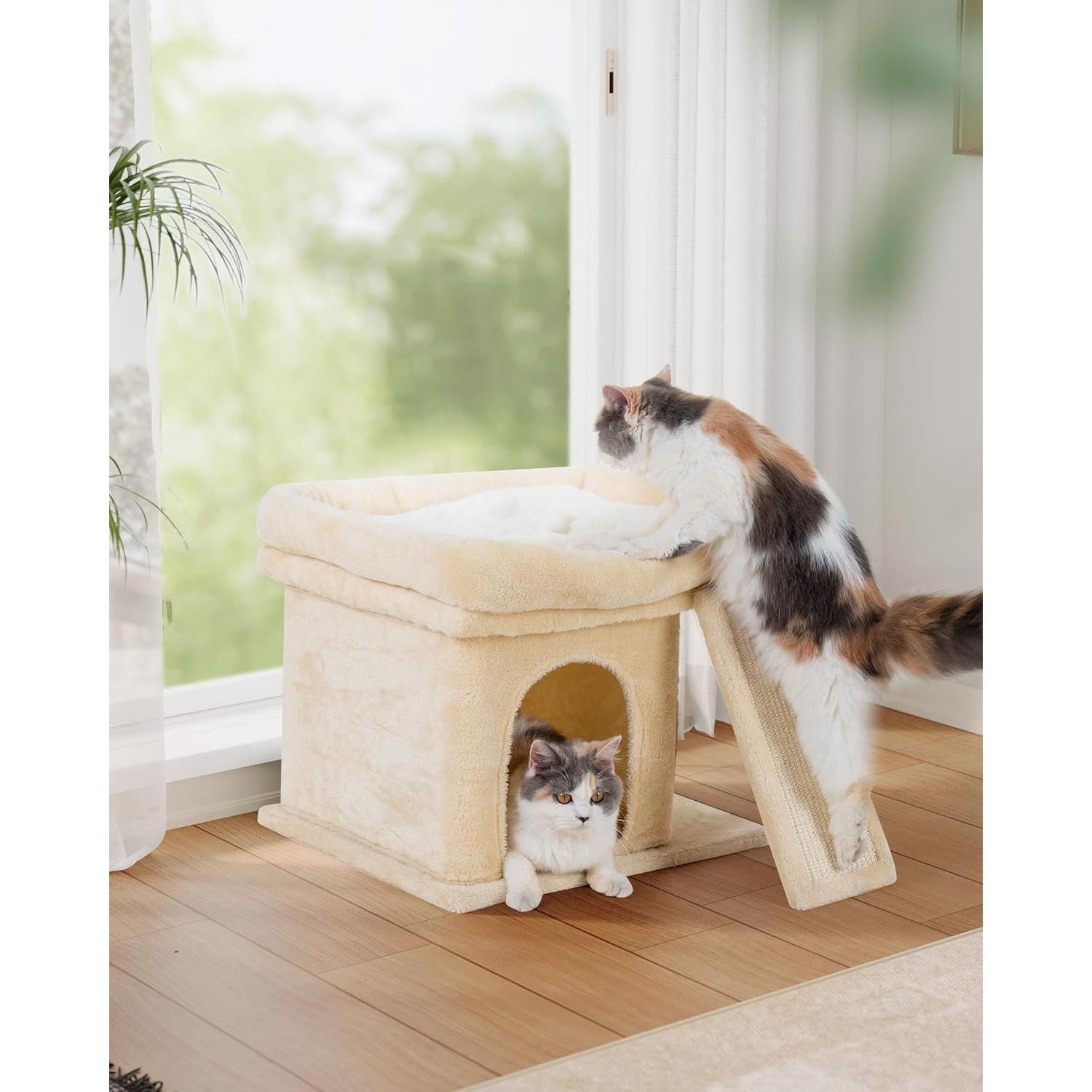 Torre de Árbol para Gatos Aechonow 35.56 cm Beige con Plataforma