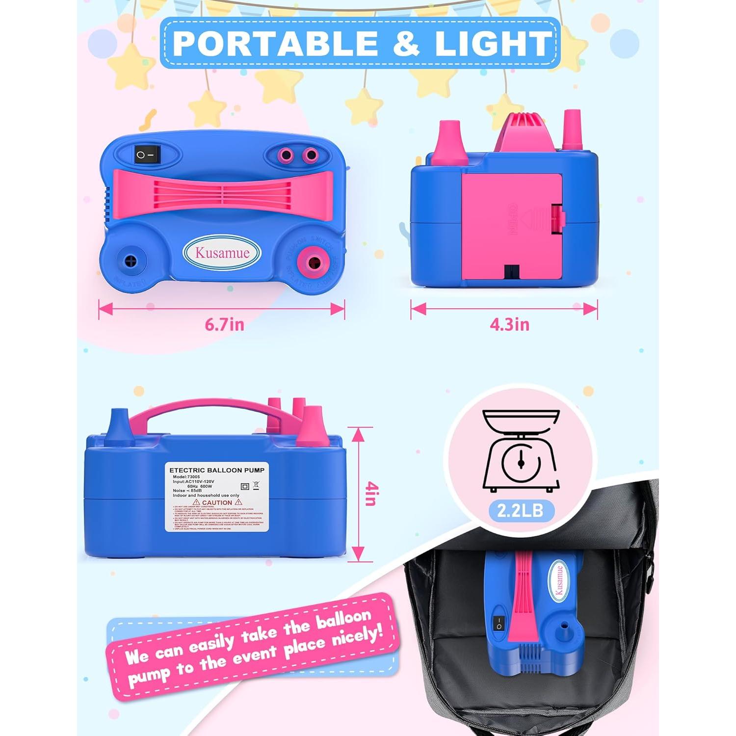 Bomba de aire eléctrica para globos Kusamue 110V azul