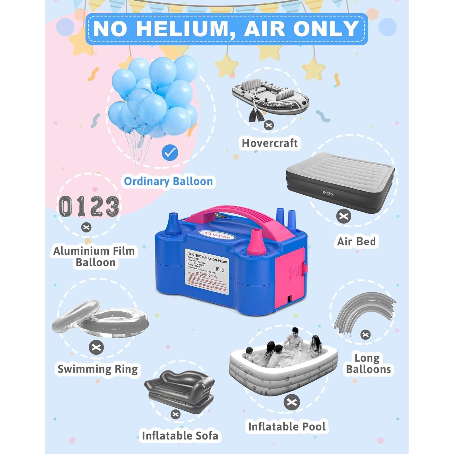 Bomba de aire eléctrica para globos Kusamue 110V azul