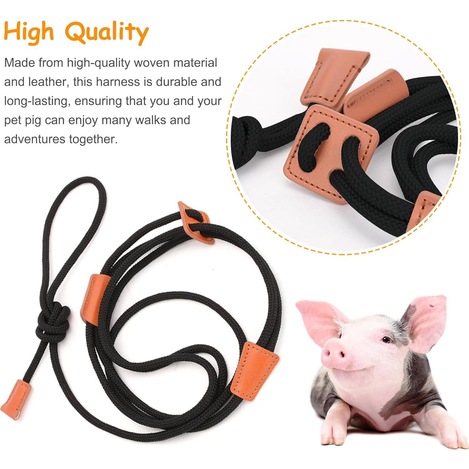 Arnés Ajustable para Cerdo Mascota Drunhan Negro 22.86cm