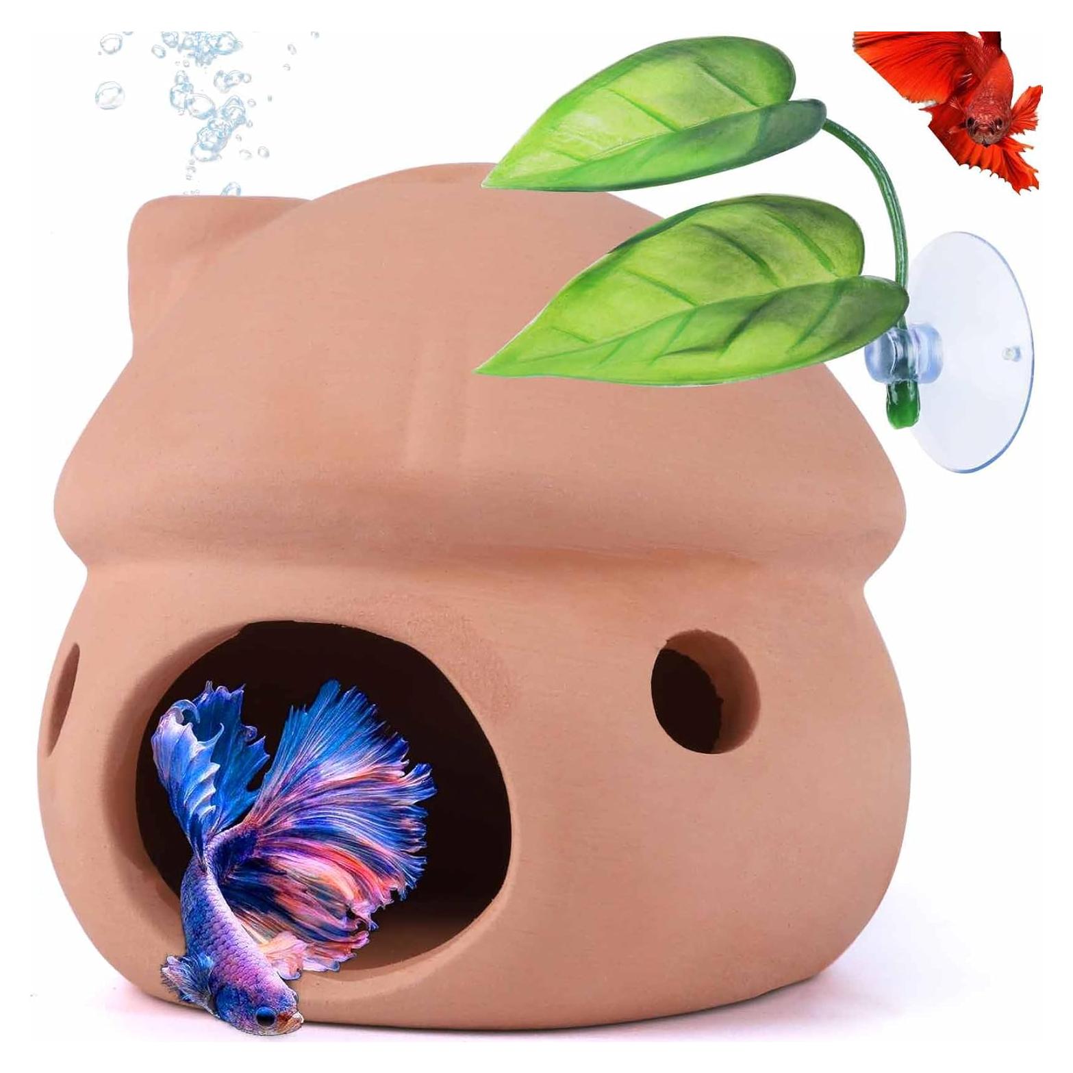 Cueva de Acuario Cerámica Natural HouseUp para Betta y Camarones