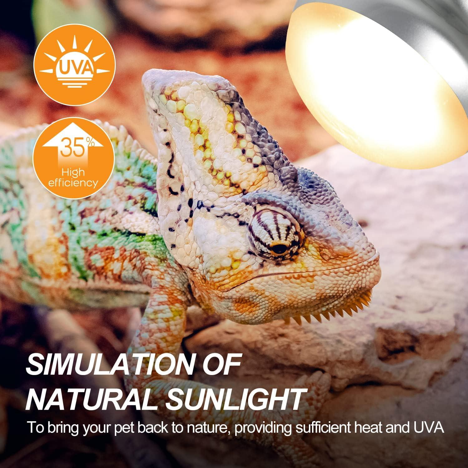 Lámpara de Calor UVA WACOOL 75W 2 Pack para Reptiles