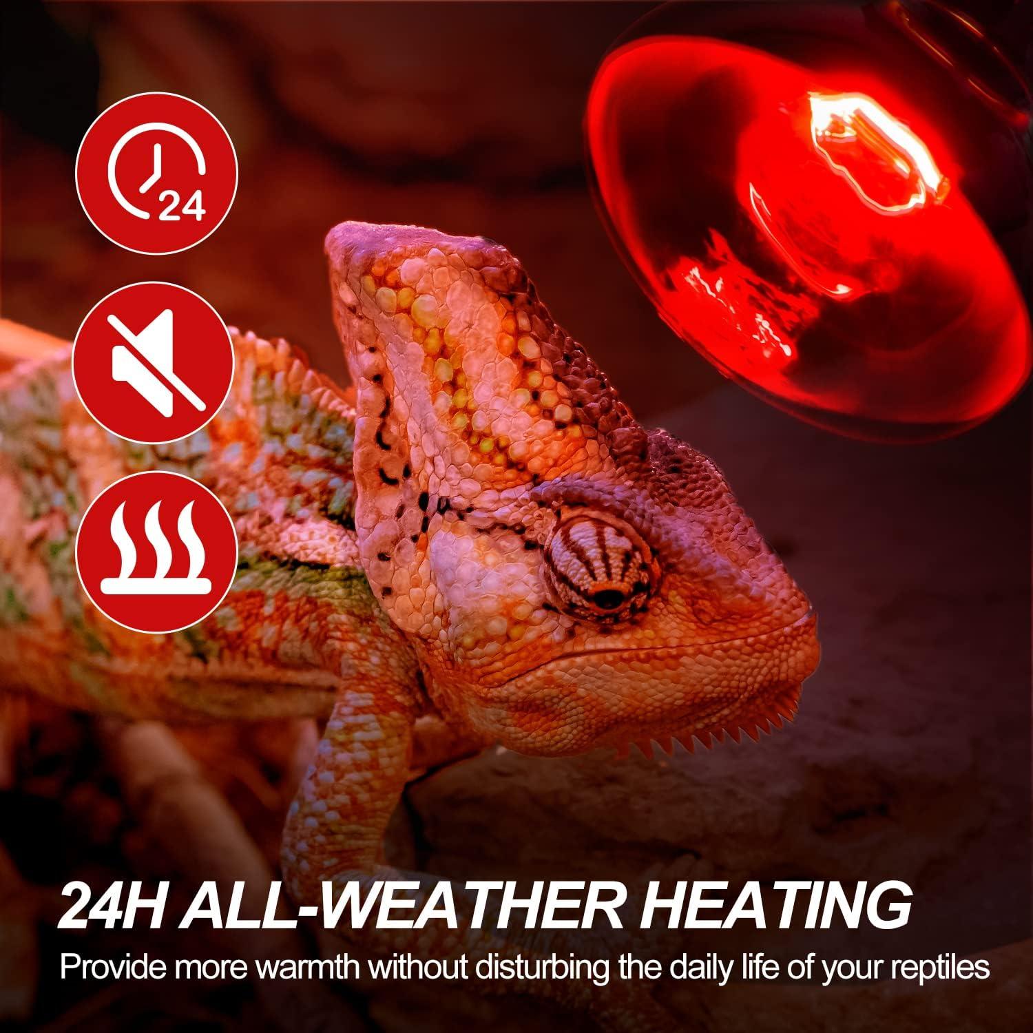 Lámpara de Calor UVA WACOOL 75W 2 Pack para Reptiles