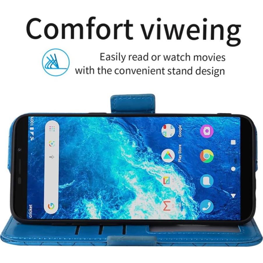 Funda Cartera ELISORLI Flip Azul para Cricket Icon 2 y AT&T