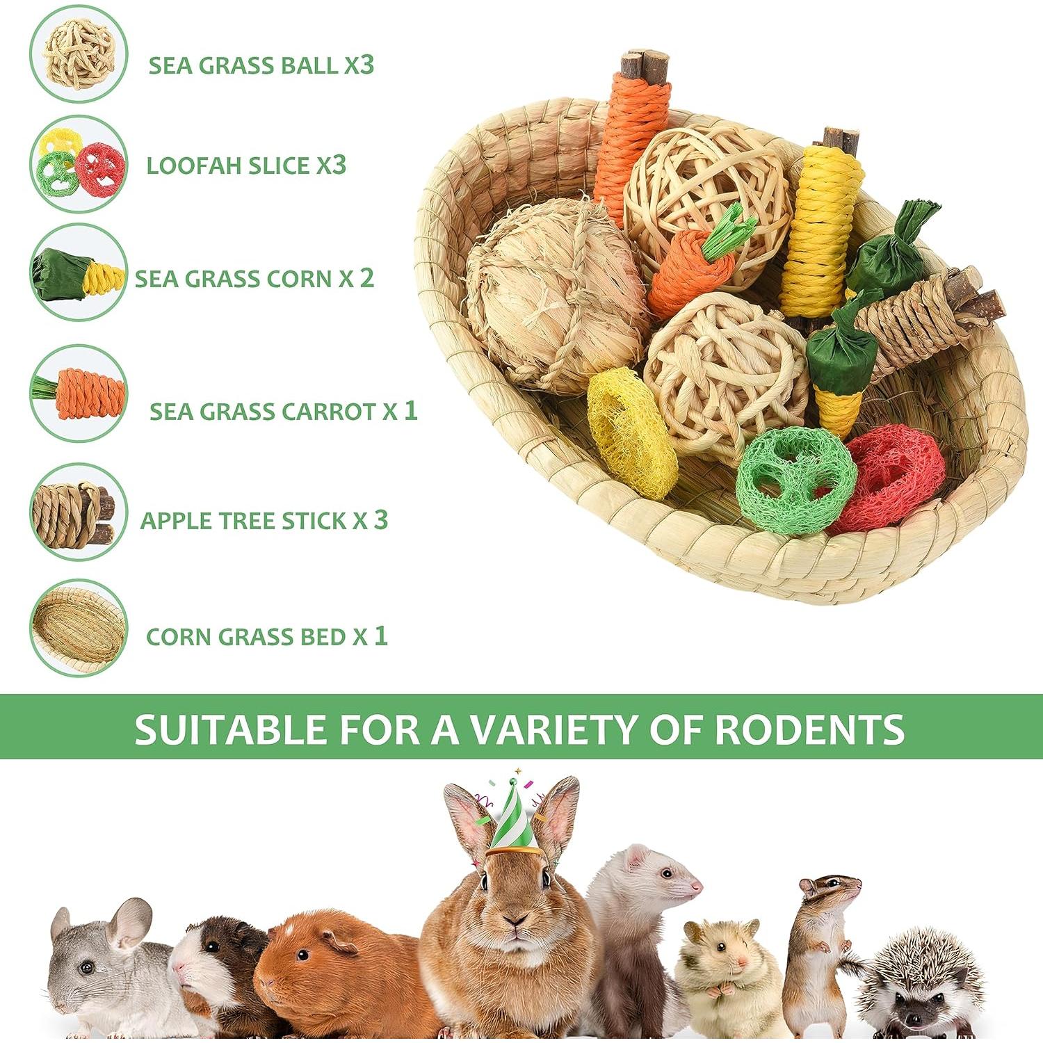 Juguetes para Conejos Wookiwuki 13 Piezas Naturales