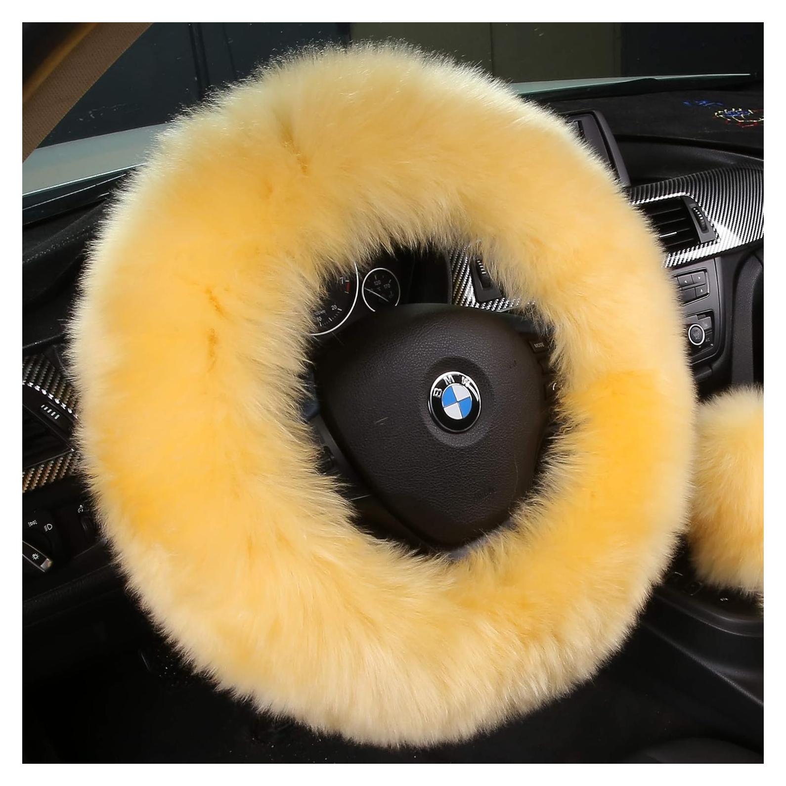 Cubierta de Volante de Lana de Oveja Beige Andalus 38 cm Antideslizante