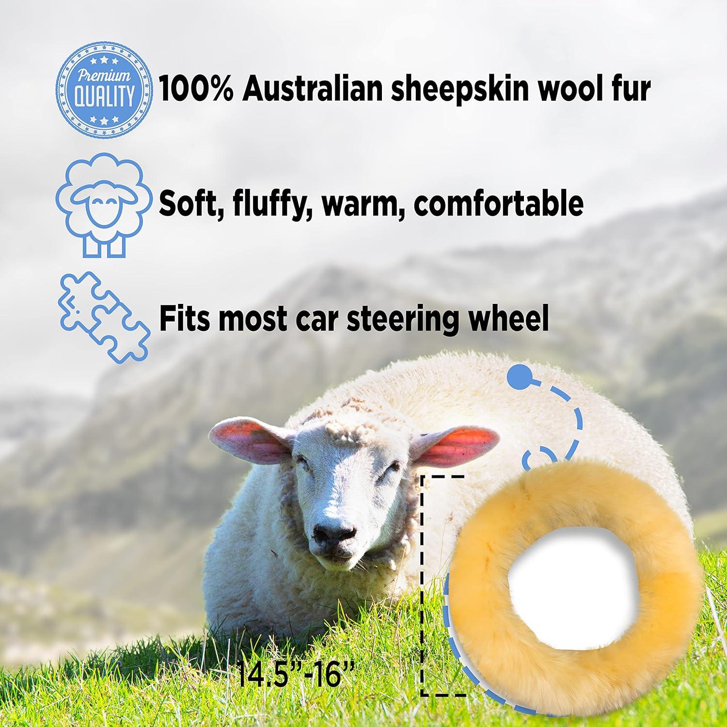 Cubierta de Volante de Lana de Oveja Beige Andalus 38 cm Antideslizante