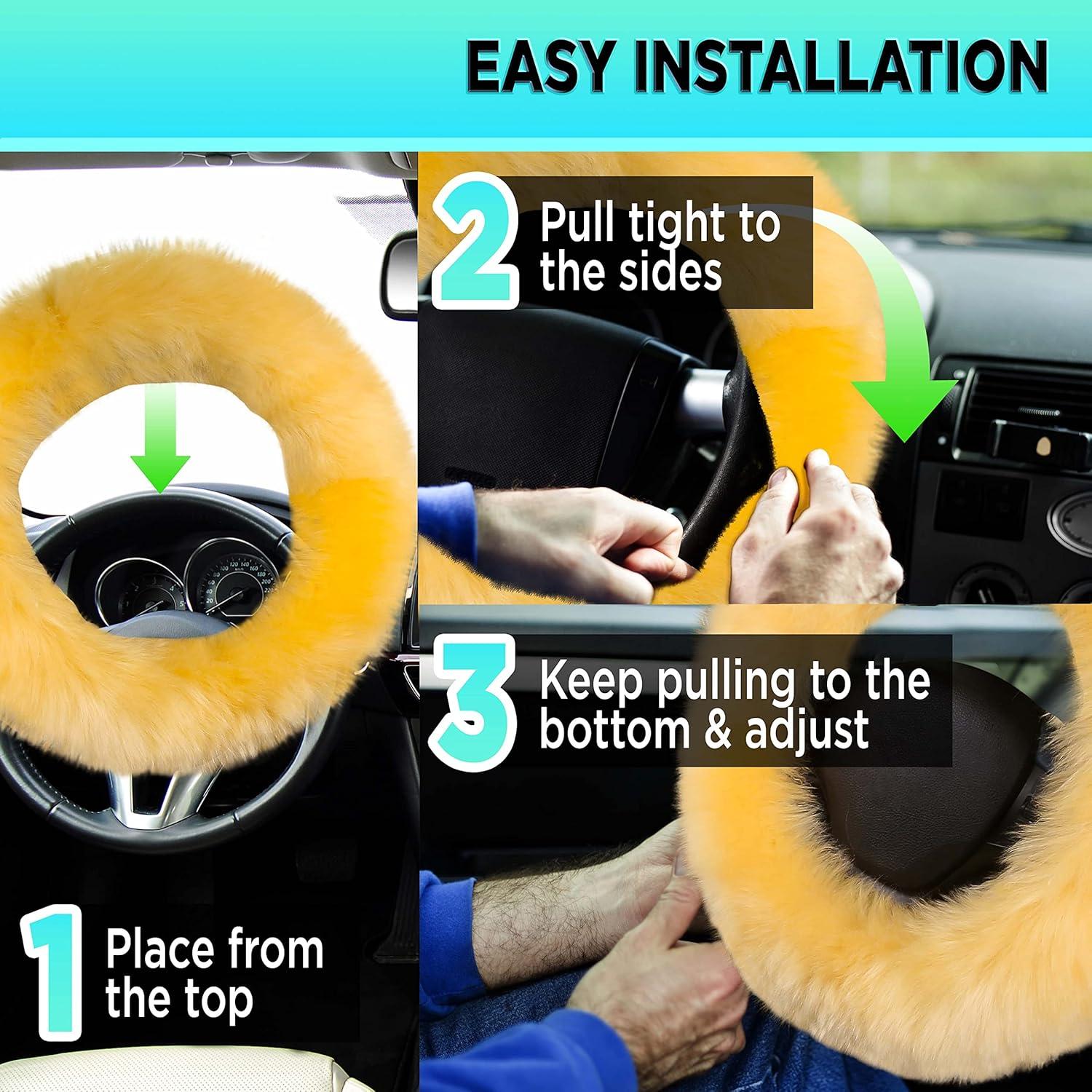 Cubierta de Volante de Lana de Oveja Beige Andalus 38 cm Antideslizante