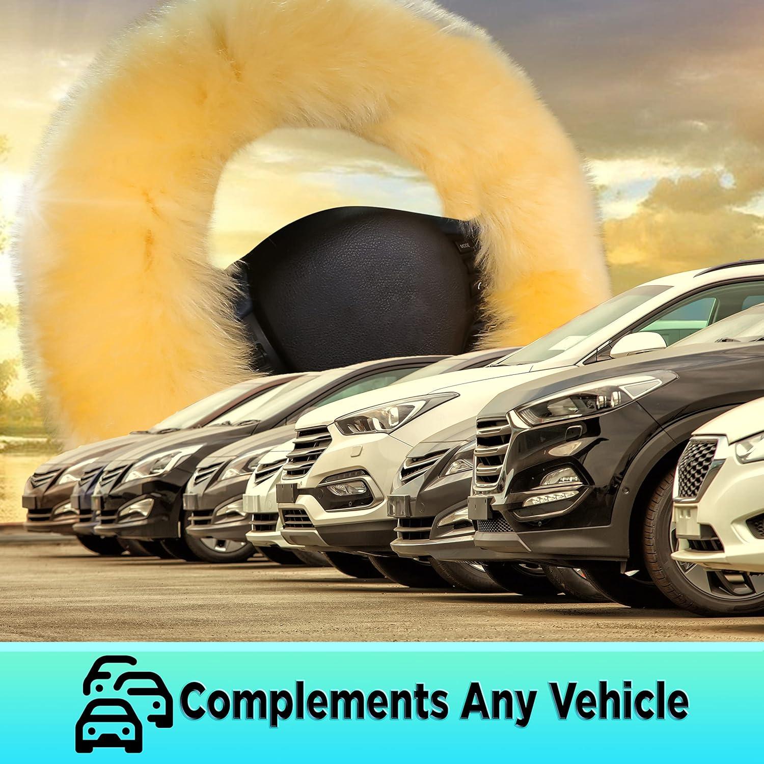 Cubierta de Volante de Lana de Oveja Beige Andalus 38 cm Antideslizante