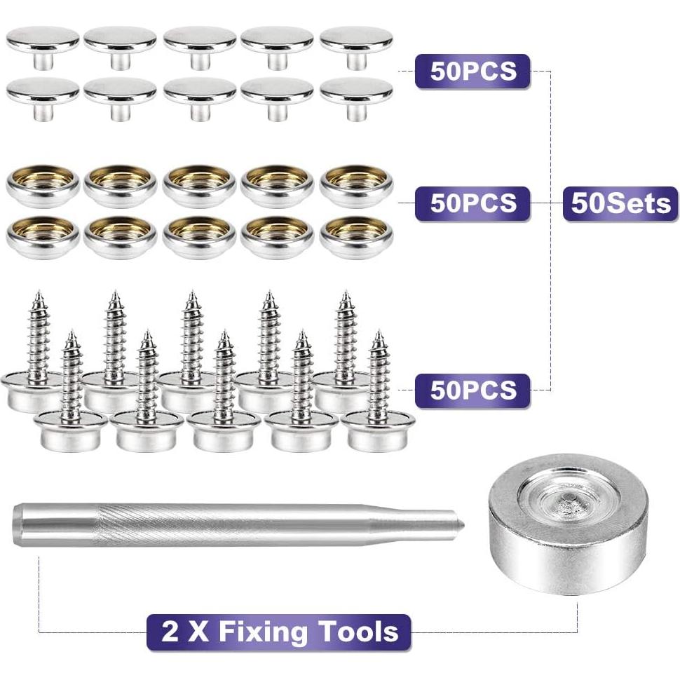 Kit de Botones de Lienzo 150 Pcs Meifuly - Acero Inoxidable