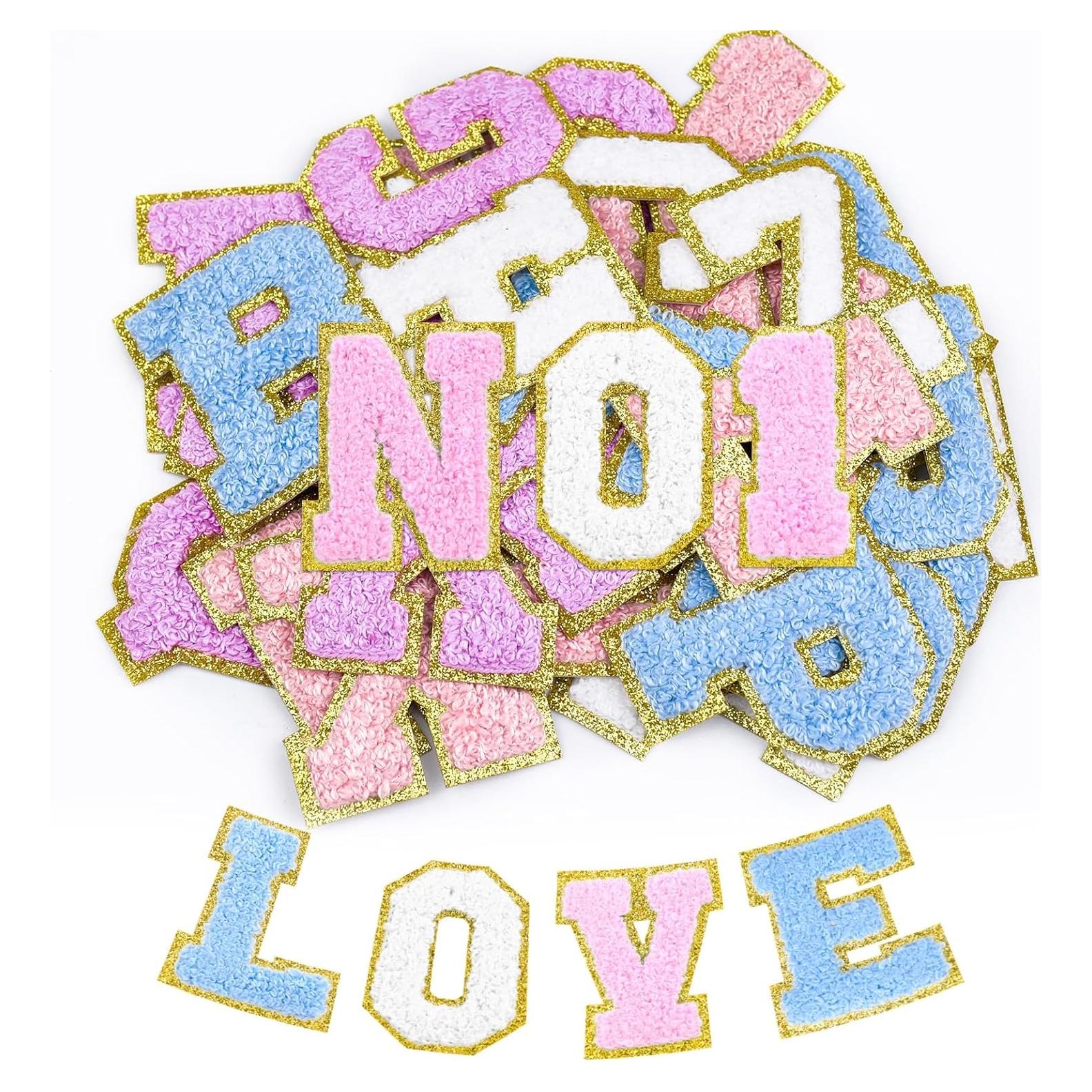 62 Parches Chenille Autoadhesivos Taikula Letras y Números