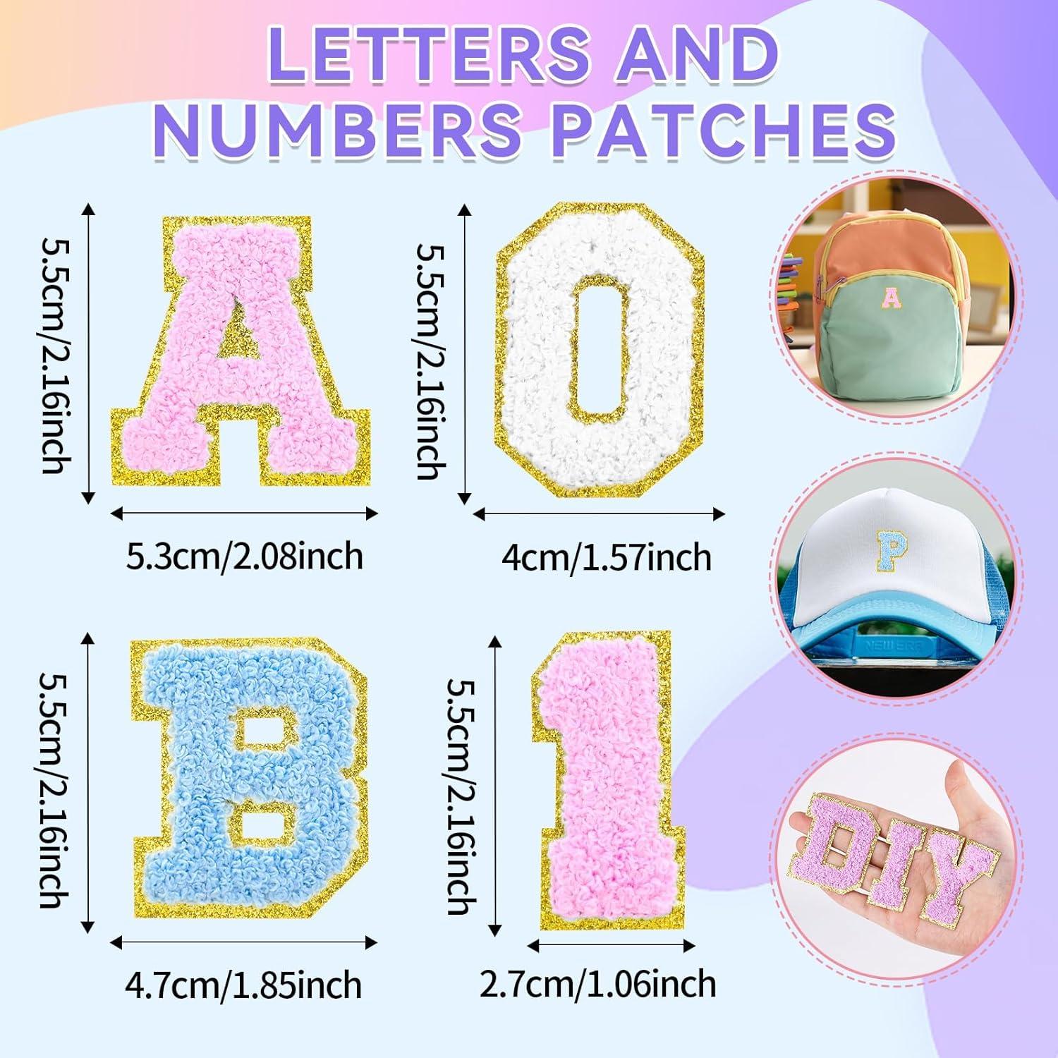 62 Parches Chenille Autoadhesivos Taikula Letras y Números