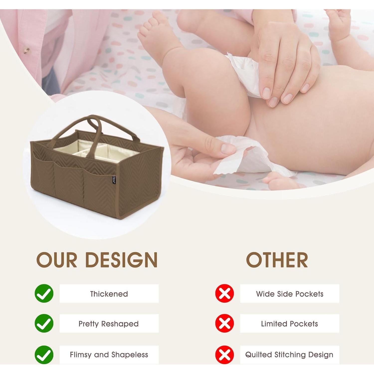 Organizador de Pañales Skycase Marrón Plegable 37x22x17 cm