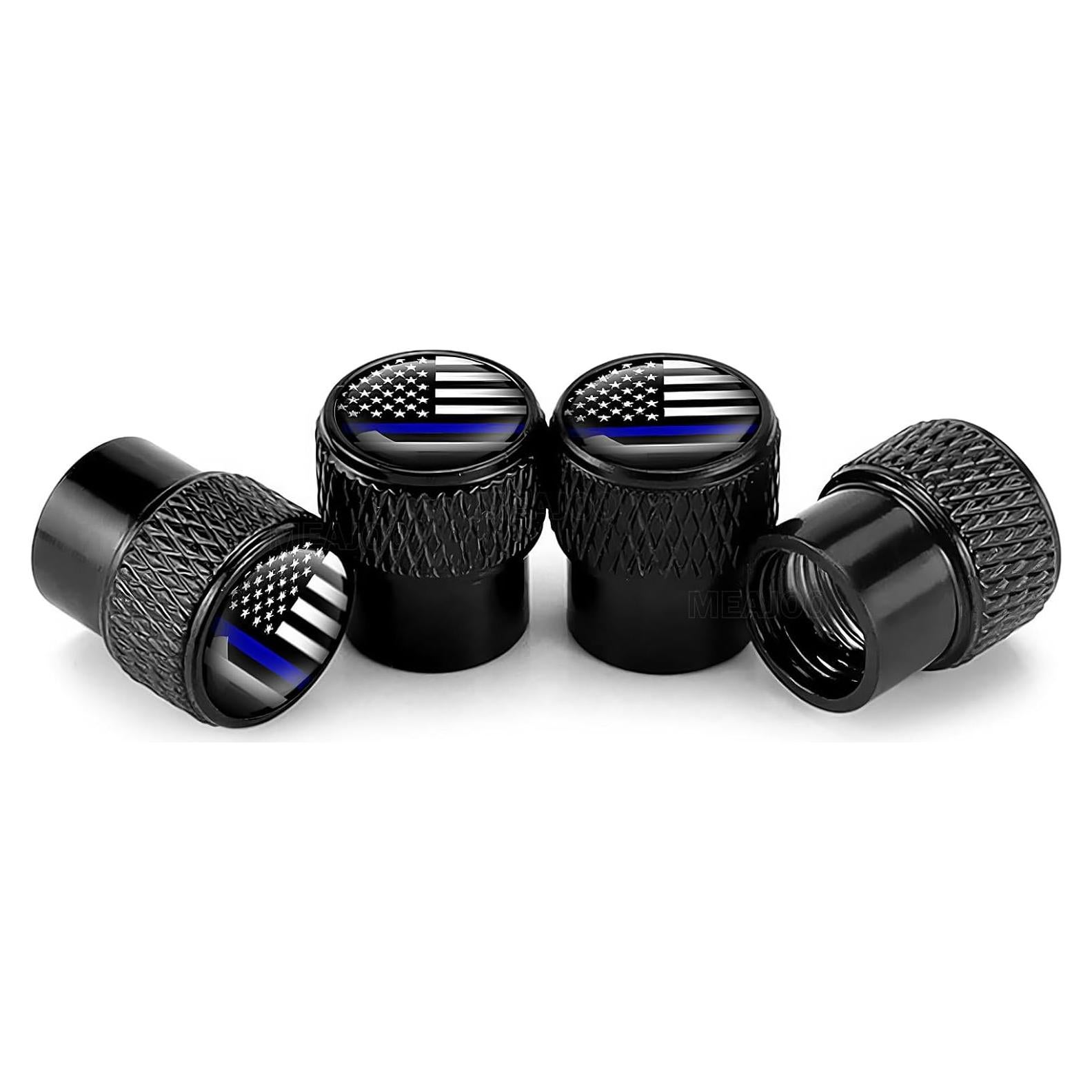 4 Tapas de Válvula de Neumático MEAJOO Aluminio Negro