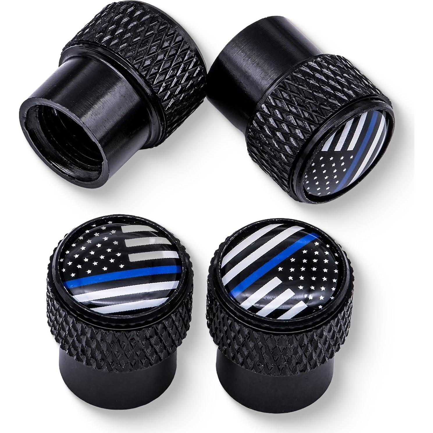 4 Tapas de Válvula de Neumático MEAJOO Aluminio Negro