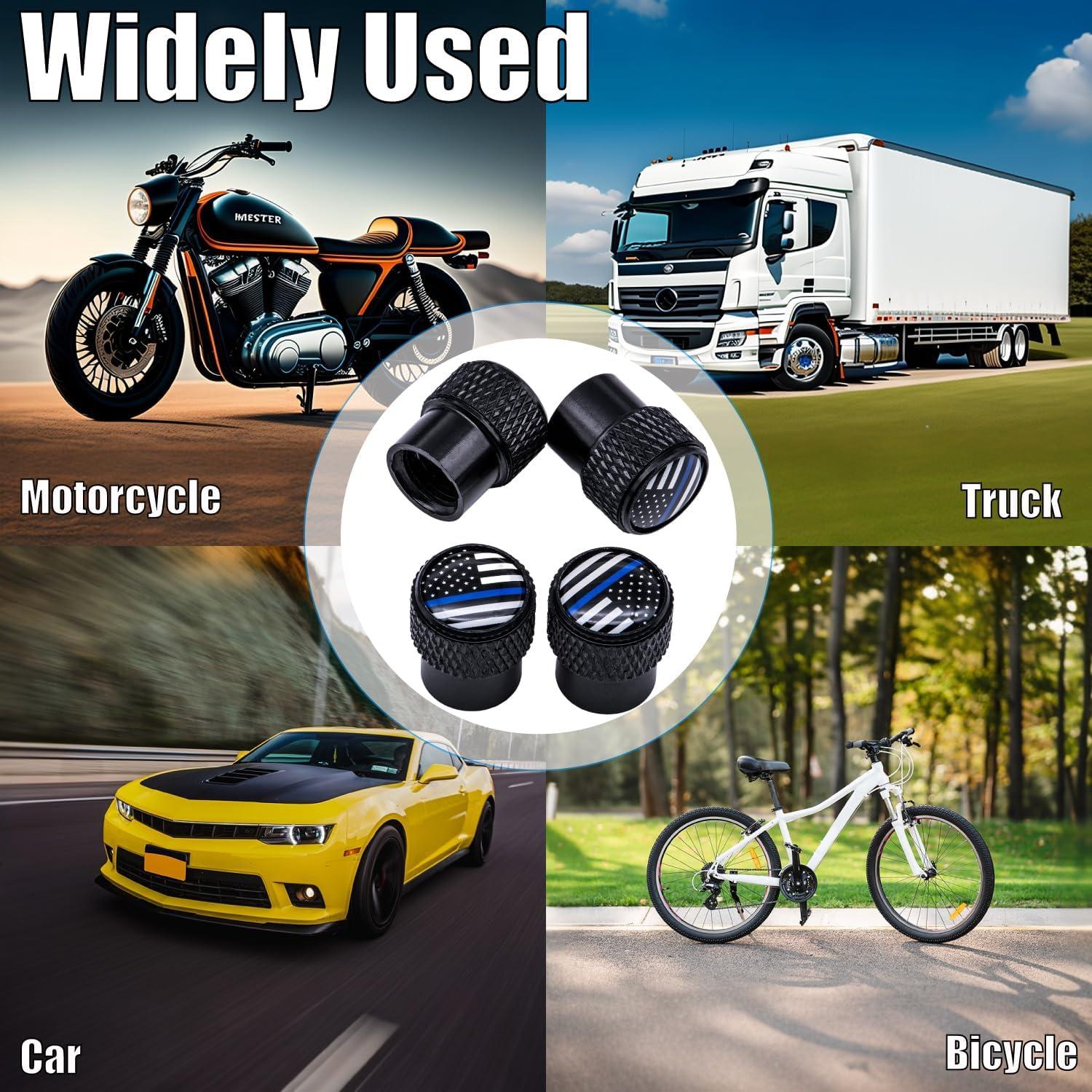 4 Tapas de Válvula de Neumático MEAJOO Aluminio Negro